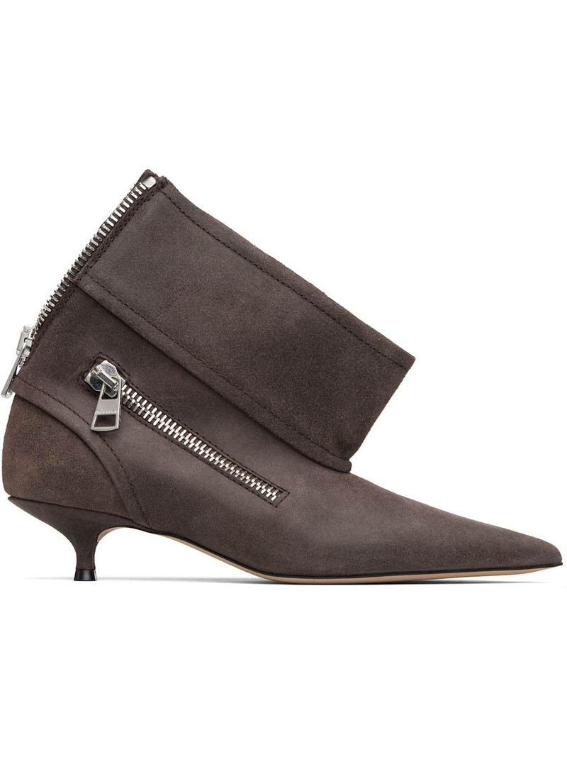 Brown Biker Kitten Heel Boots 1