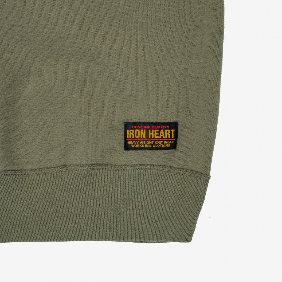 IHSW-69L-BLK 14oz Ultra Heavyweight Loopwheel Cotton Crew Neck Sweat - Olive - 5