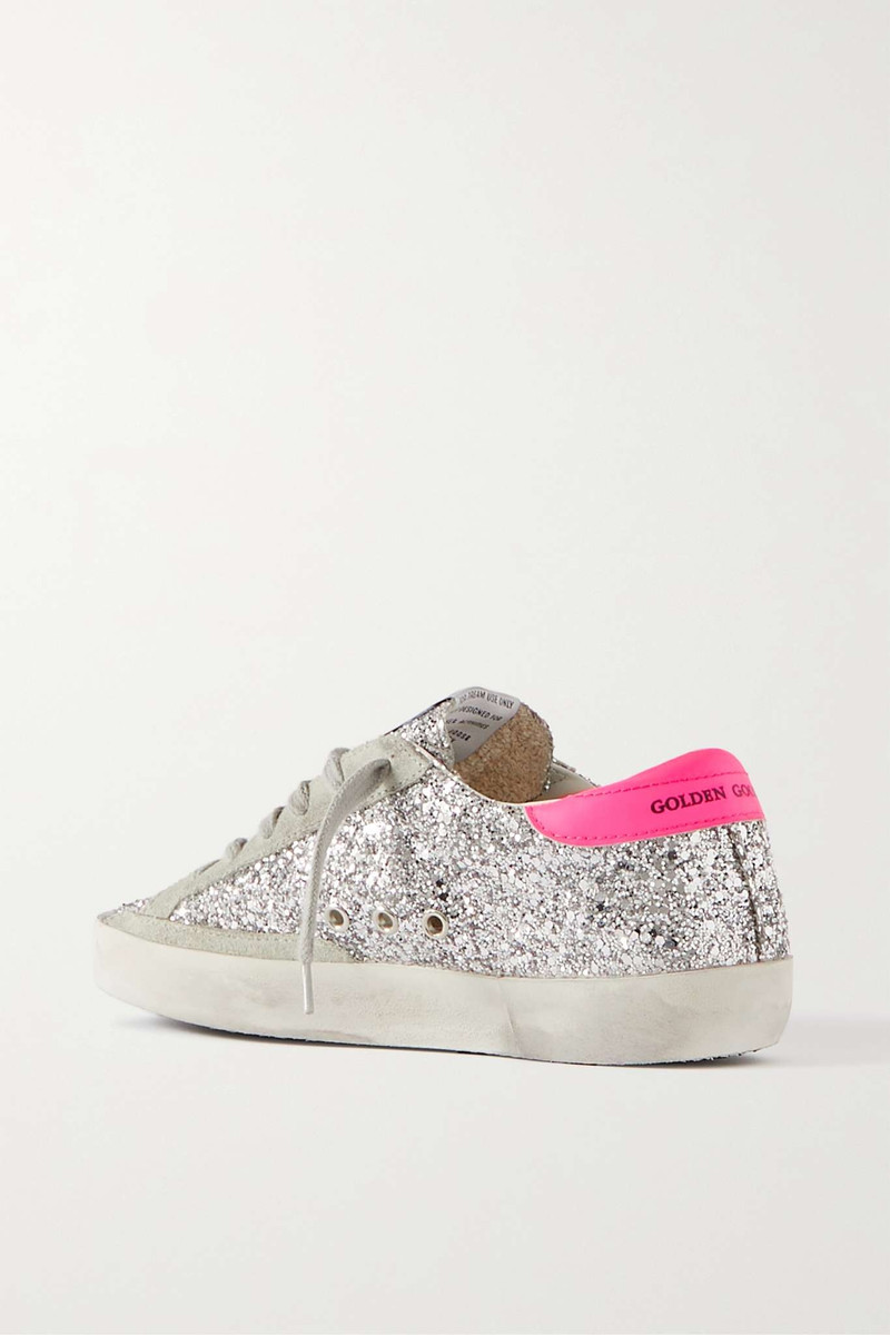 Superstar distressed leather-trimmed suede sneakers 3