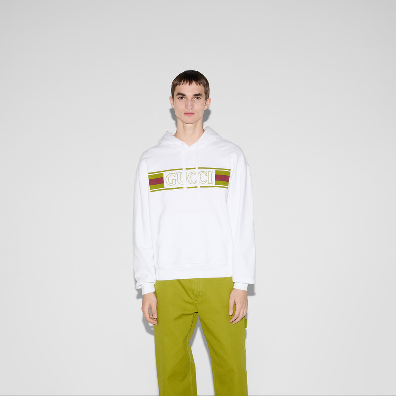 Embroidered cotton hooded sweatshirt 3