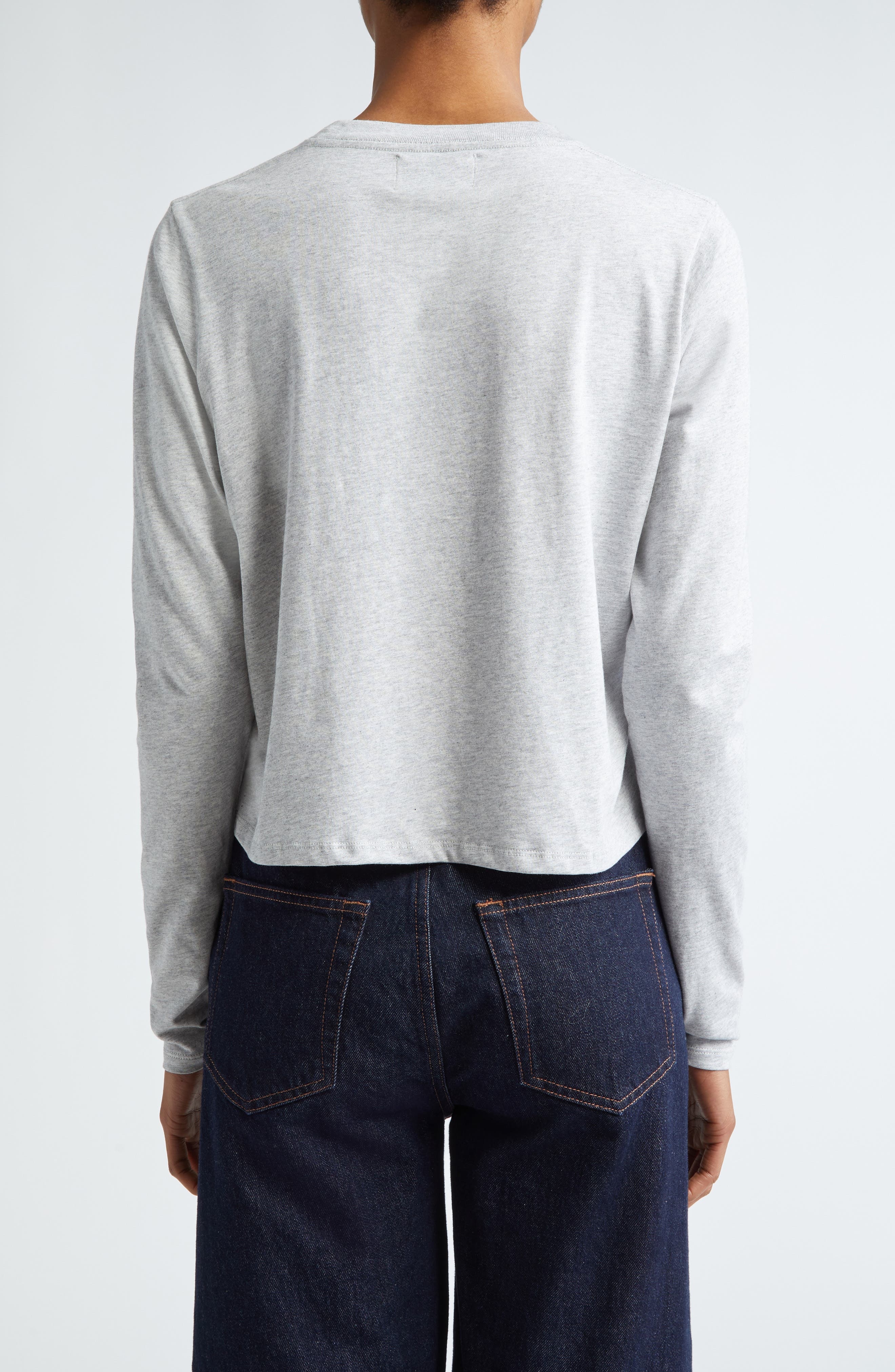 LOULOU DE SAISON Masal Long Sleeve Cotton T-Shirt in Grey Melange at Nordstrom - 2