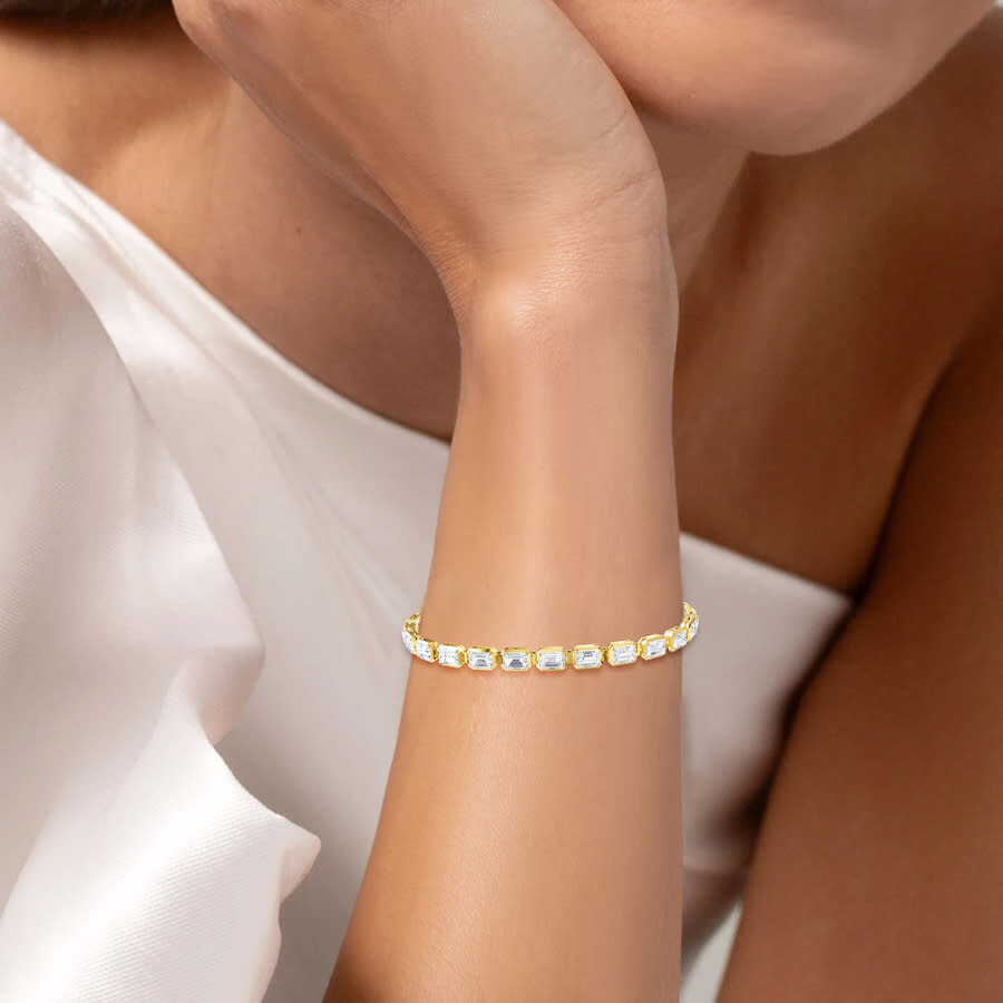 Diamond2Deal - Diamond2Deal 14k Yellow Gold 10 Carat Radiant Cut Lab Grown Diamond fancy Tennis Bracelet 7" VVS-VS, - 4