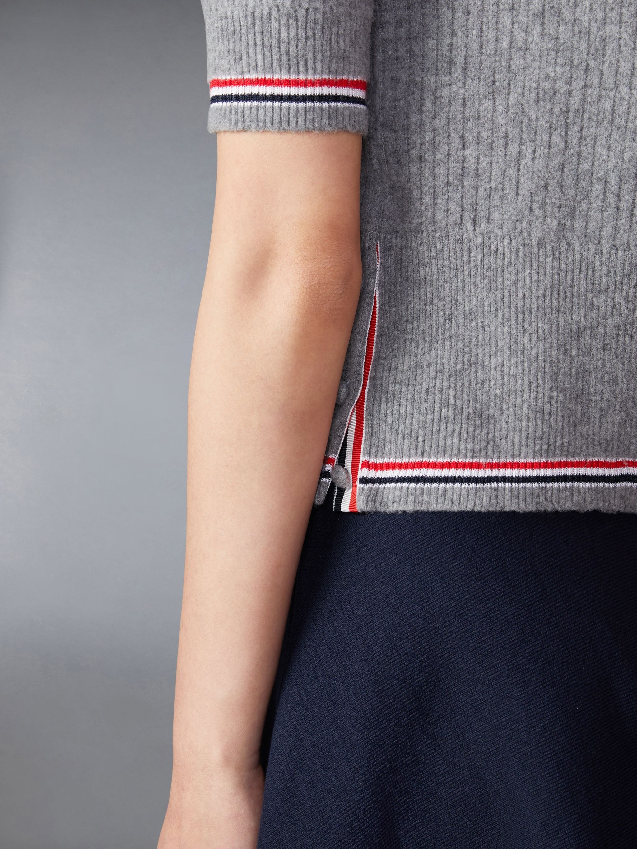 Merino Wool Brushed Tuck Stitch Keyhole Polo - 7