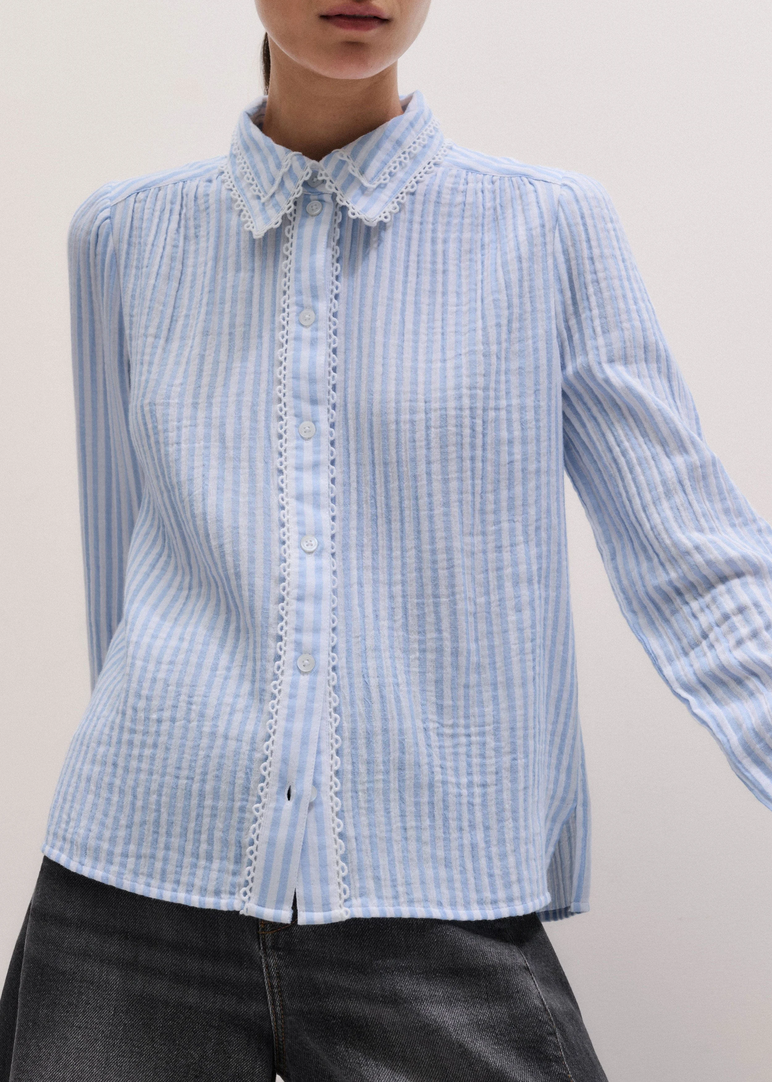 Lace Trim Blouse - 1