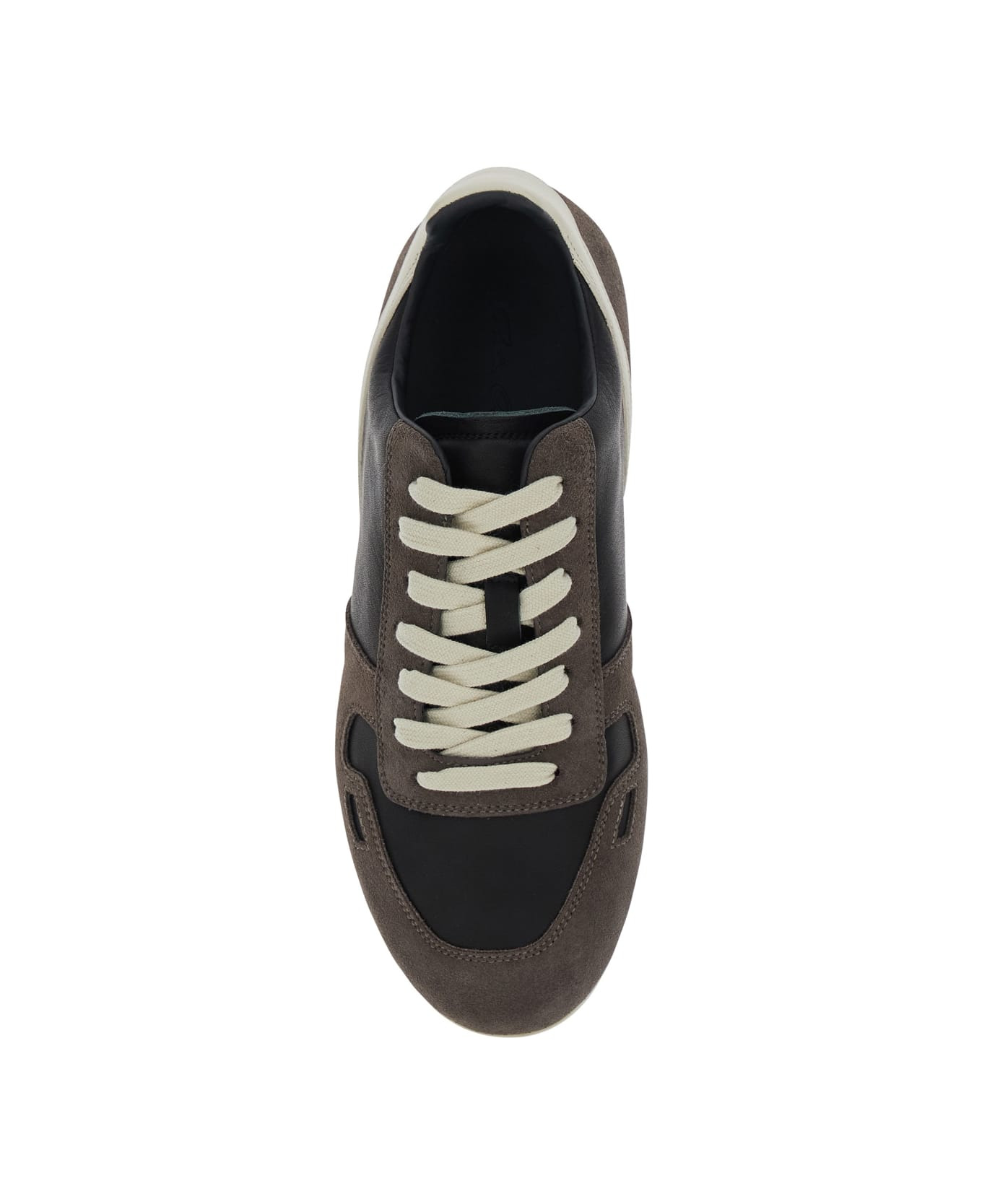 Black Low-top Sneakers With Suede Inserts In Leather Woman - 4
