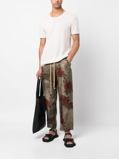 UMA WANG rose-print drop-crotch trousers outlook