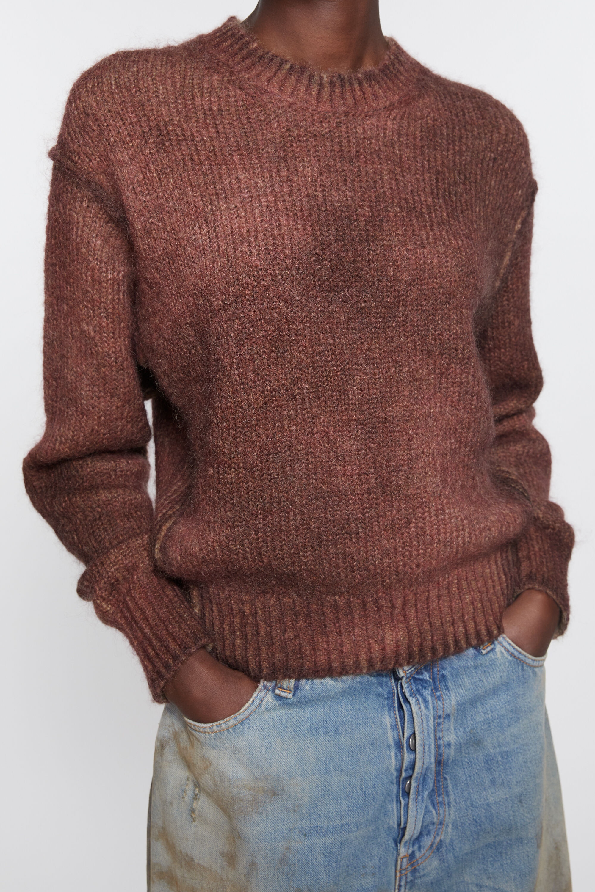 Sprayed knit jumper - Rust red - 4