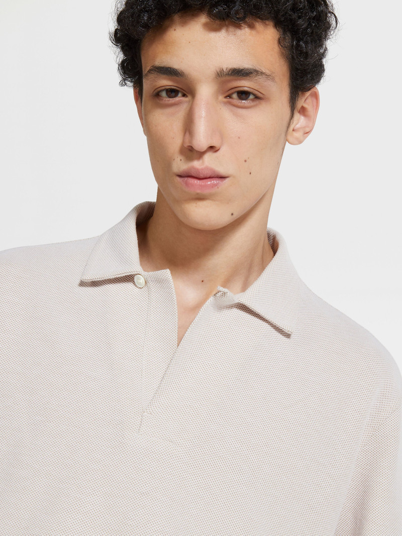 ZEGNA LIGHT BEIGE COTTON POLO SHIRT outlook