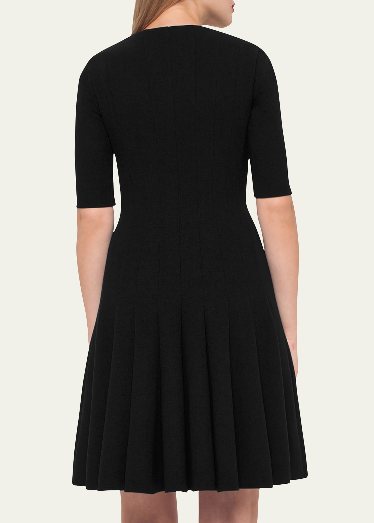 Elbow-Sleeve Zip-Front Dress - 3