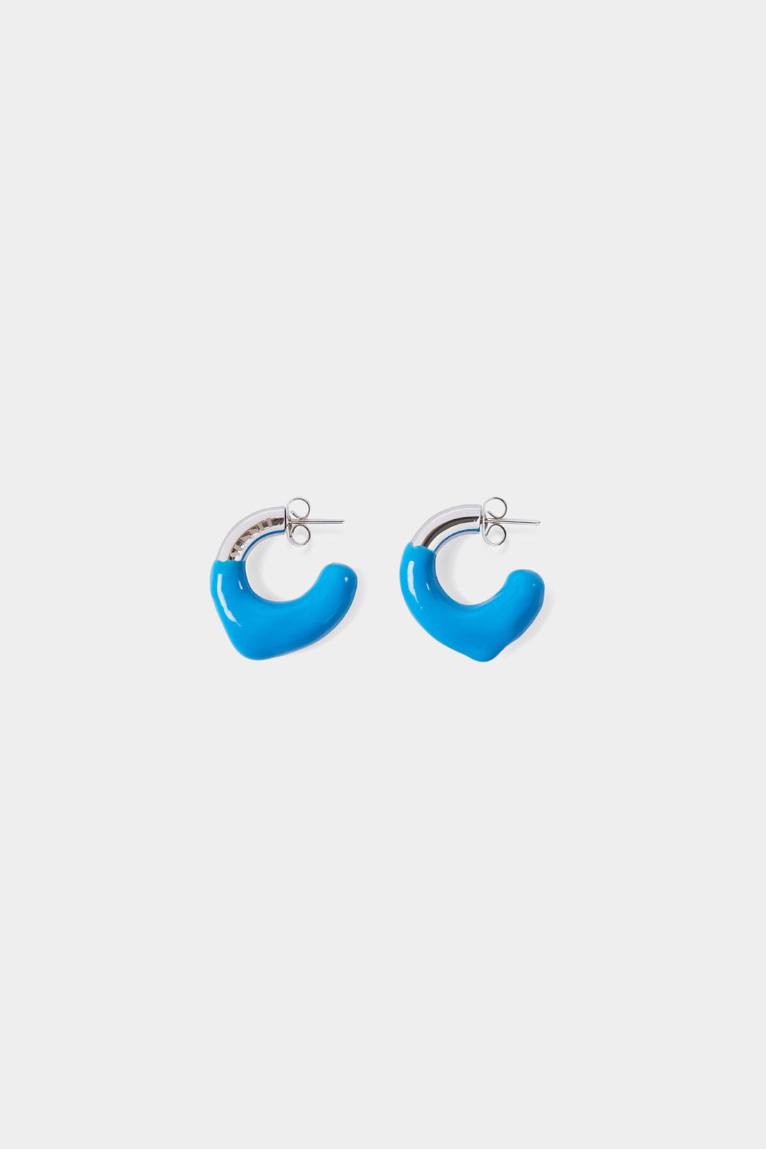 BLUE RUBBERIZED MINI SILVER EARRINGS - 1