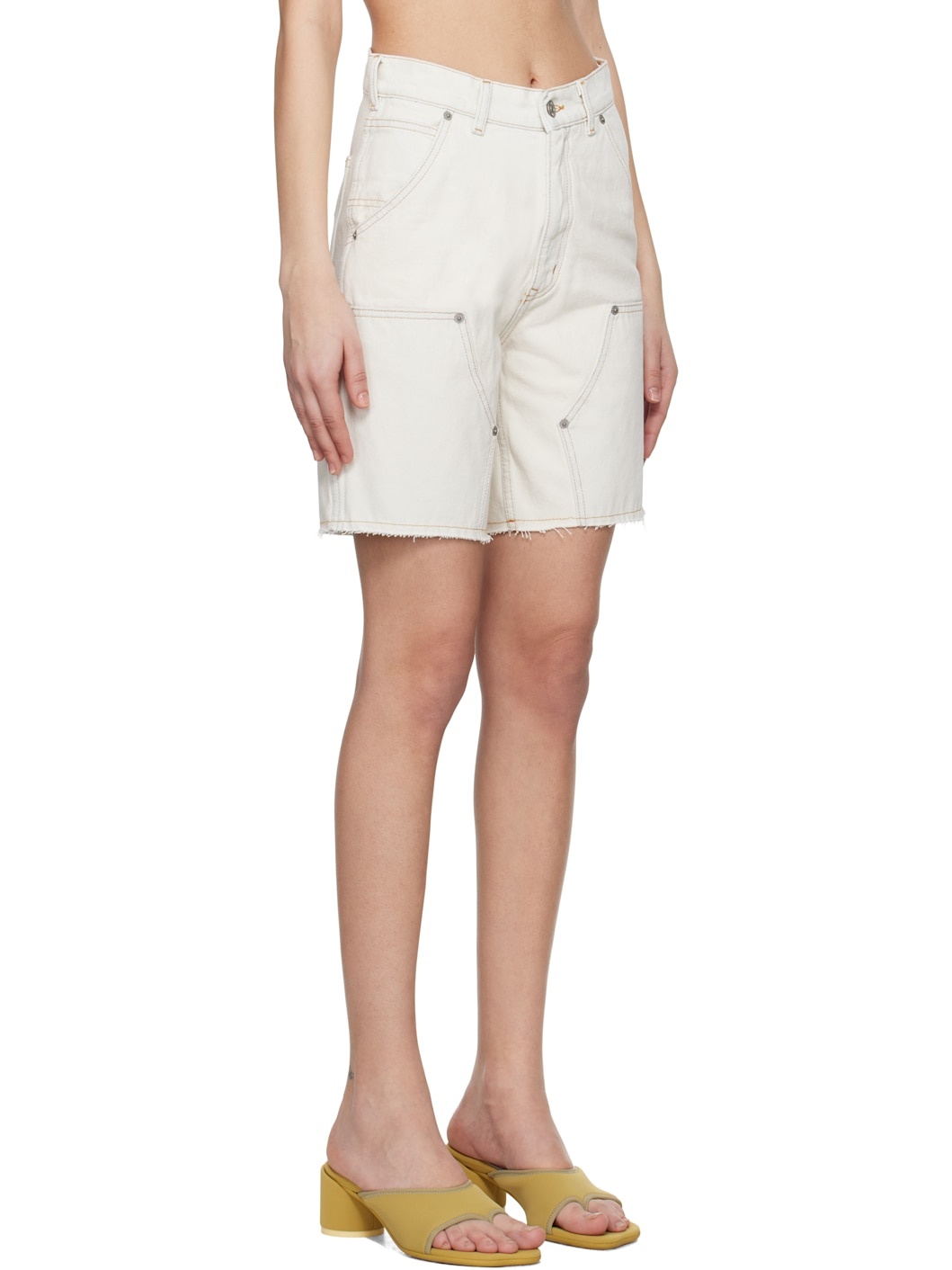 Off-White Paneled Denim Shorts - 2