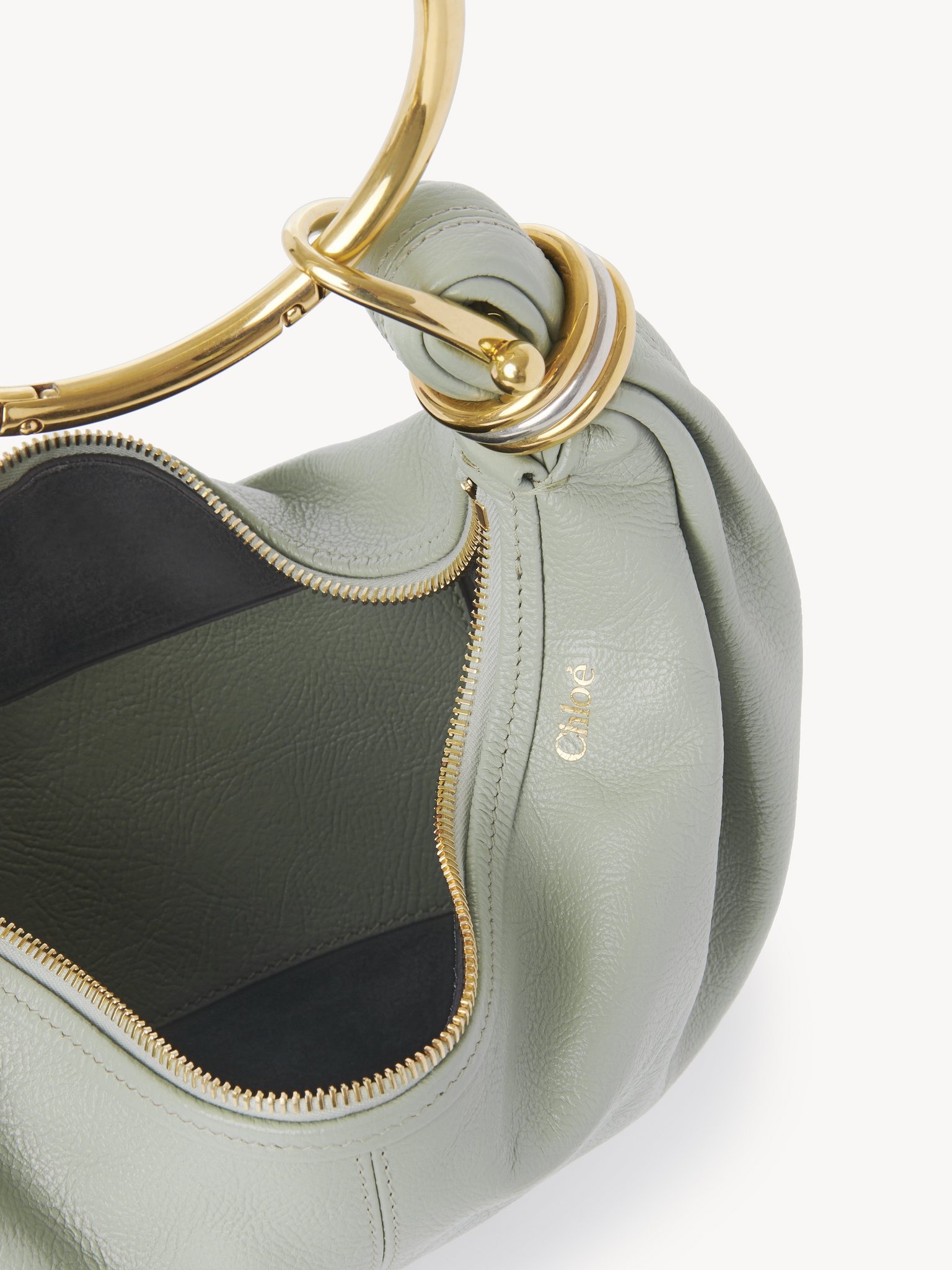SMALL BRACELET HOBO BAG IN GRAINED LEATHER - 5