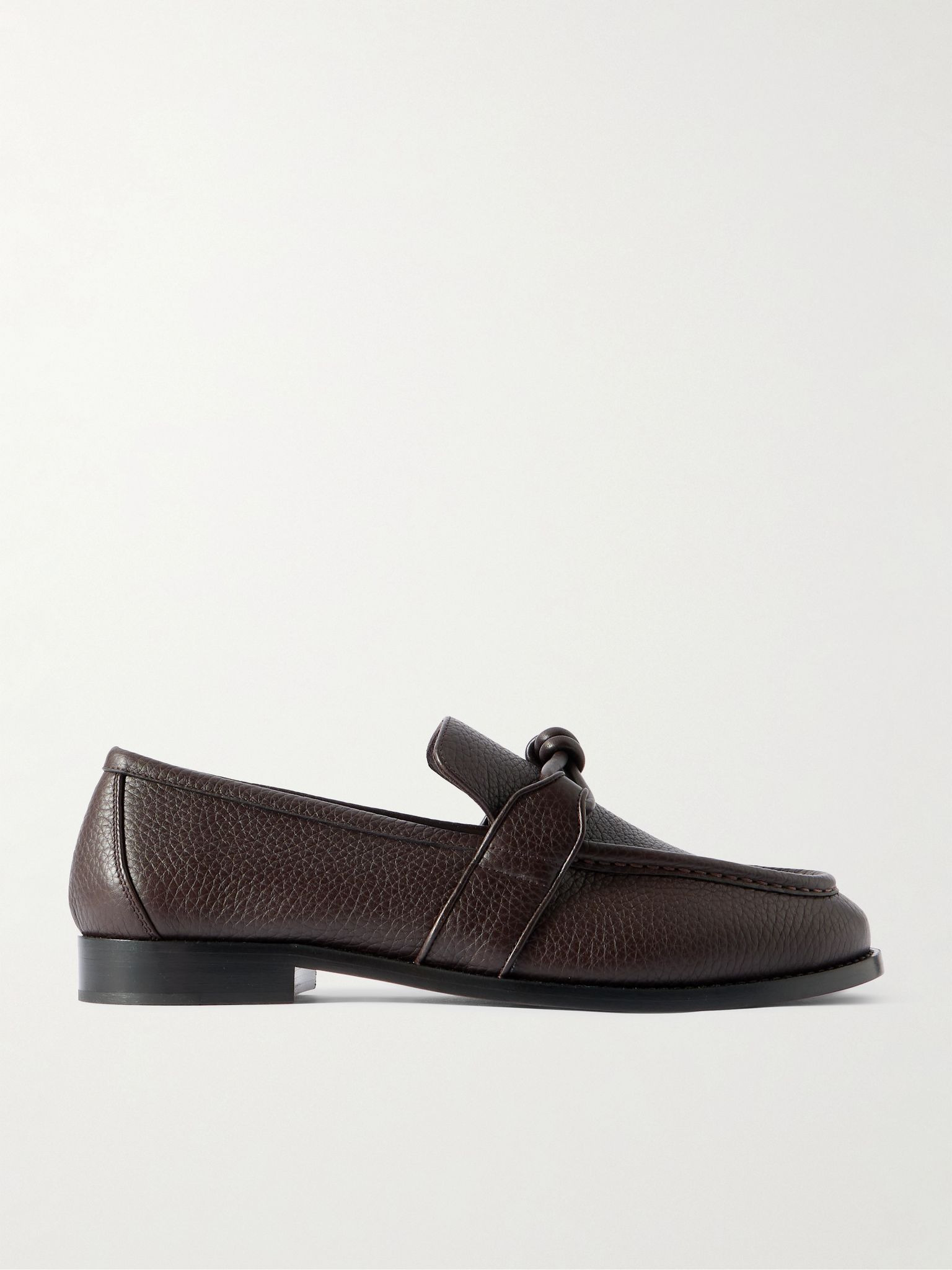 Astaire Knot-Detailed Full-Grain Leather Loafers Brown - 1