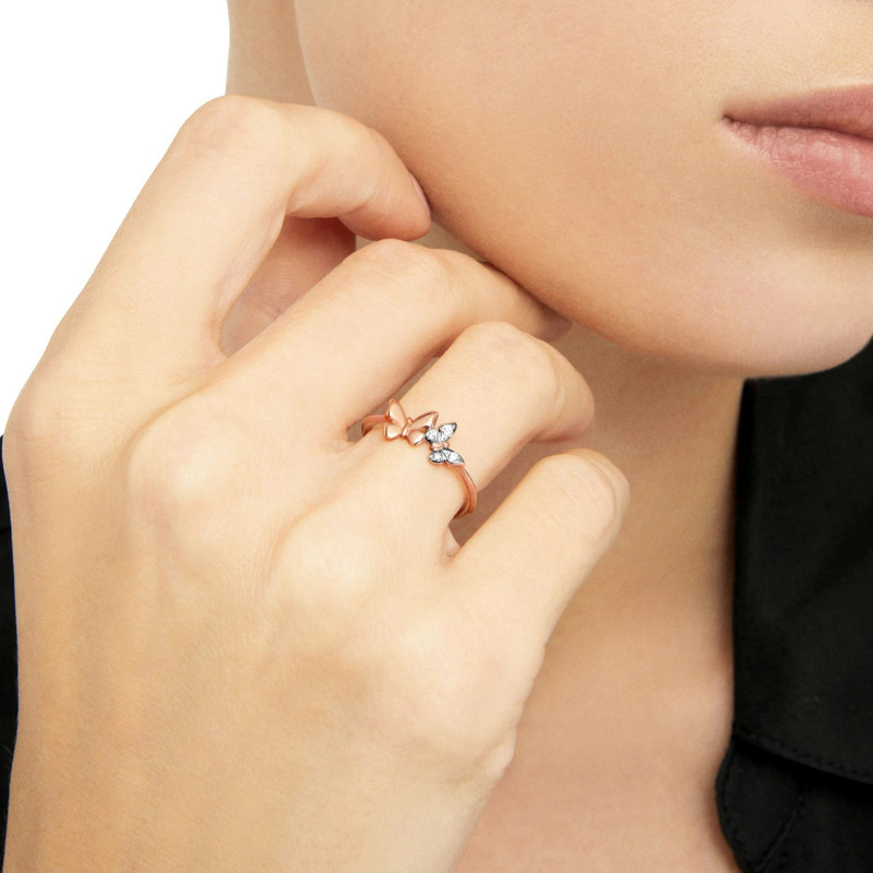 DoDo ROSE GOLD & WHITE DIAMOND BUTTERFLY RING outlook