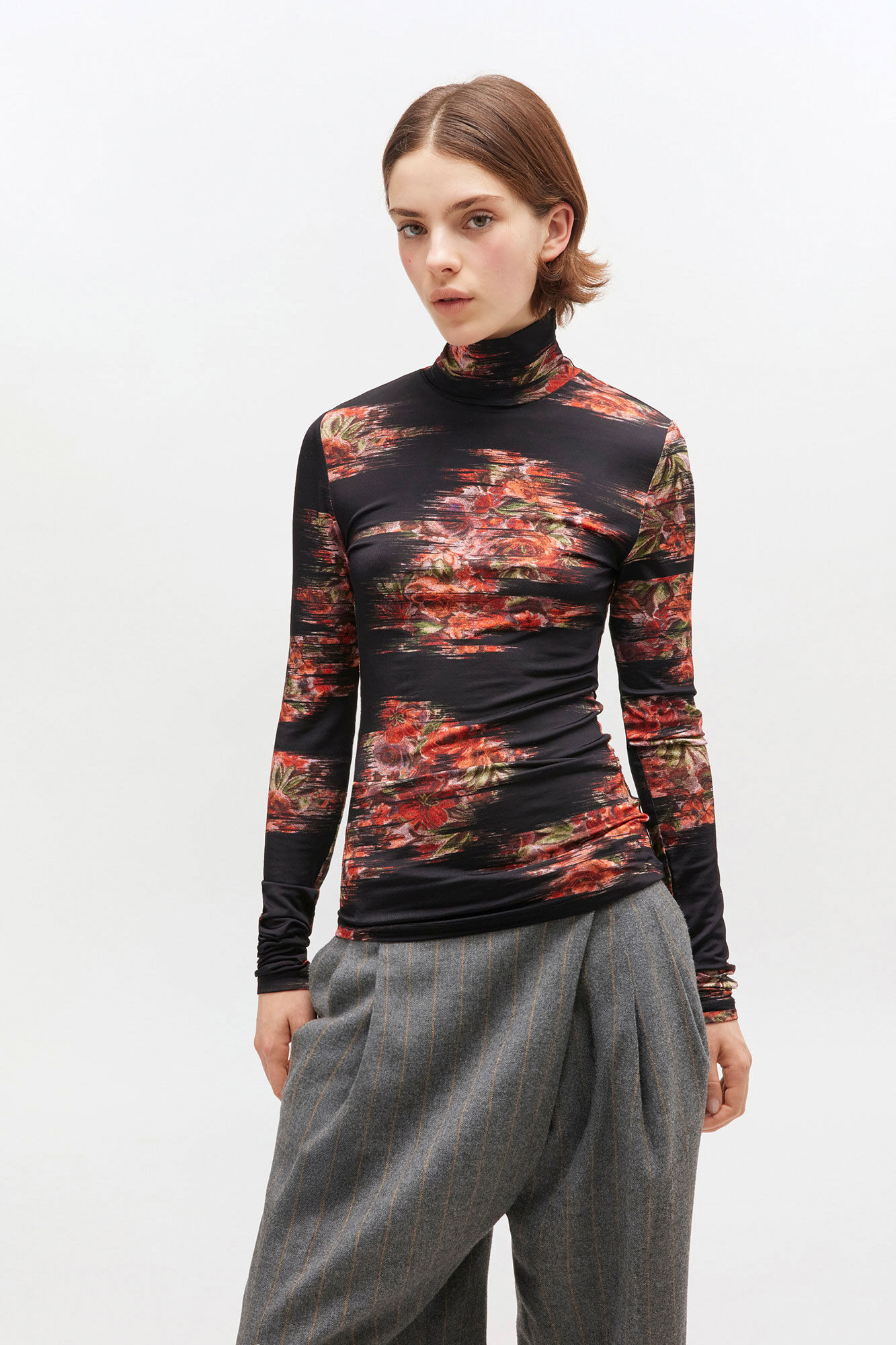 FLORAL JERSEY TURTLENECK - 2