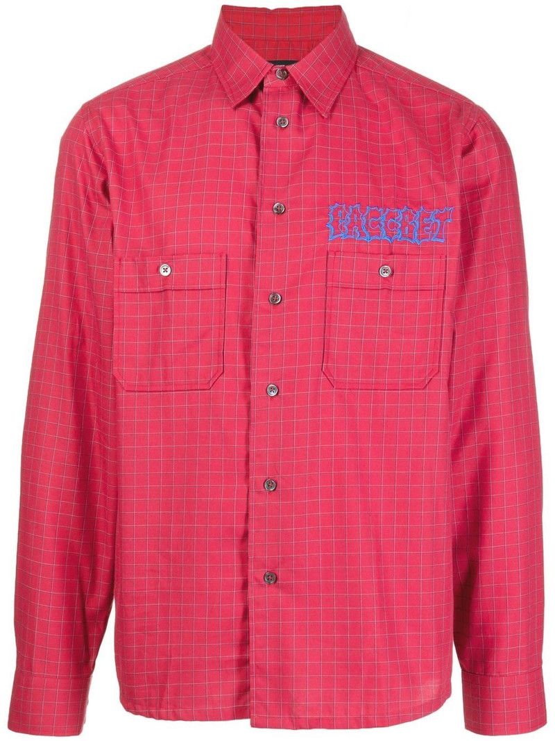 check-pattern logo-print shirt 1