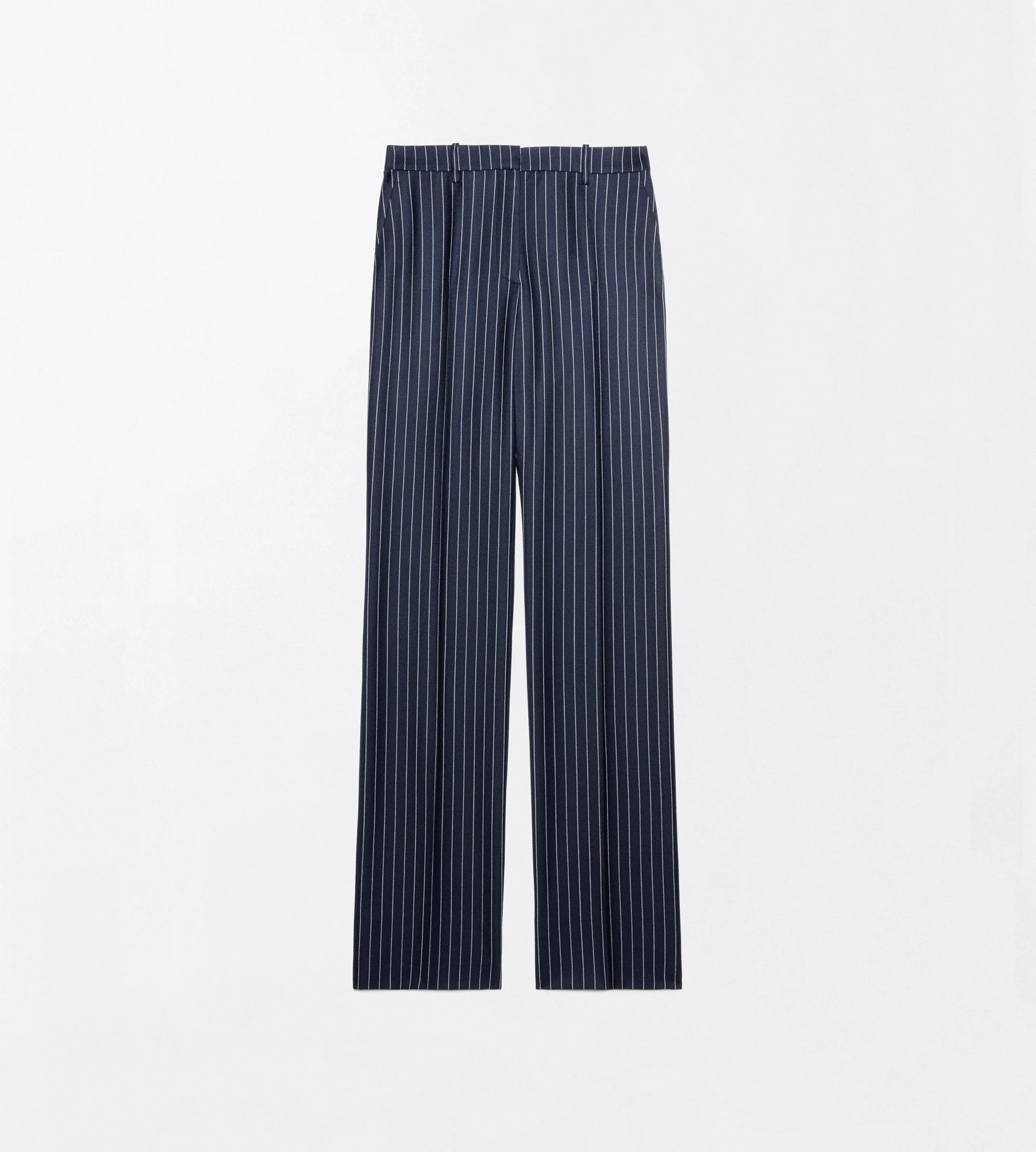 CORDED CHALK STRIPE WOOL TAILORED STRAIGHT BOYFRIEND PANTS - 1