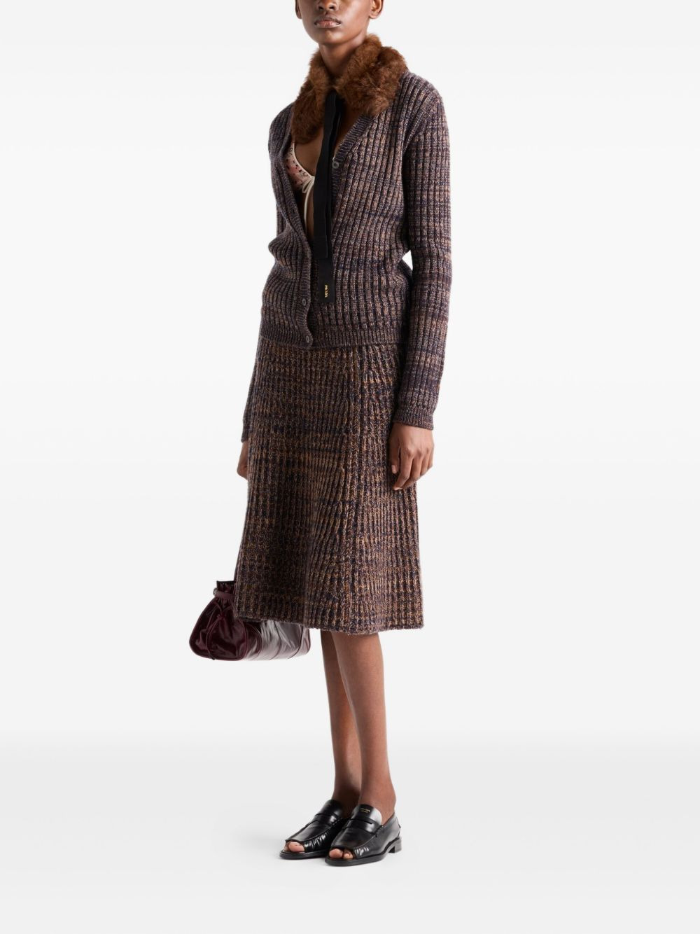 ribbed flared knit midi skirt - 2
