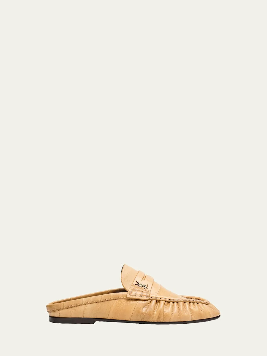 Le Loafer Eel Leather Penny Loafer Mules - 1