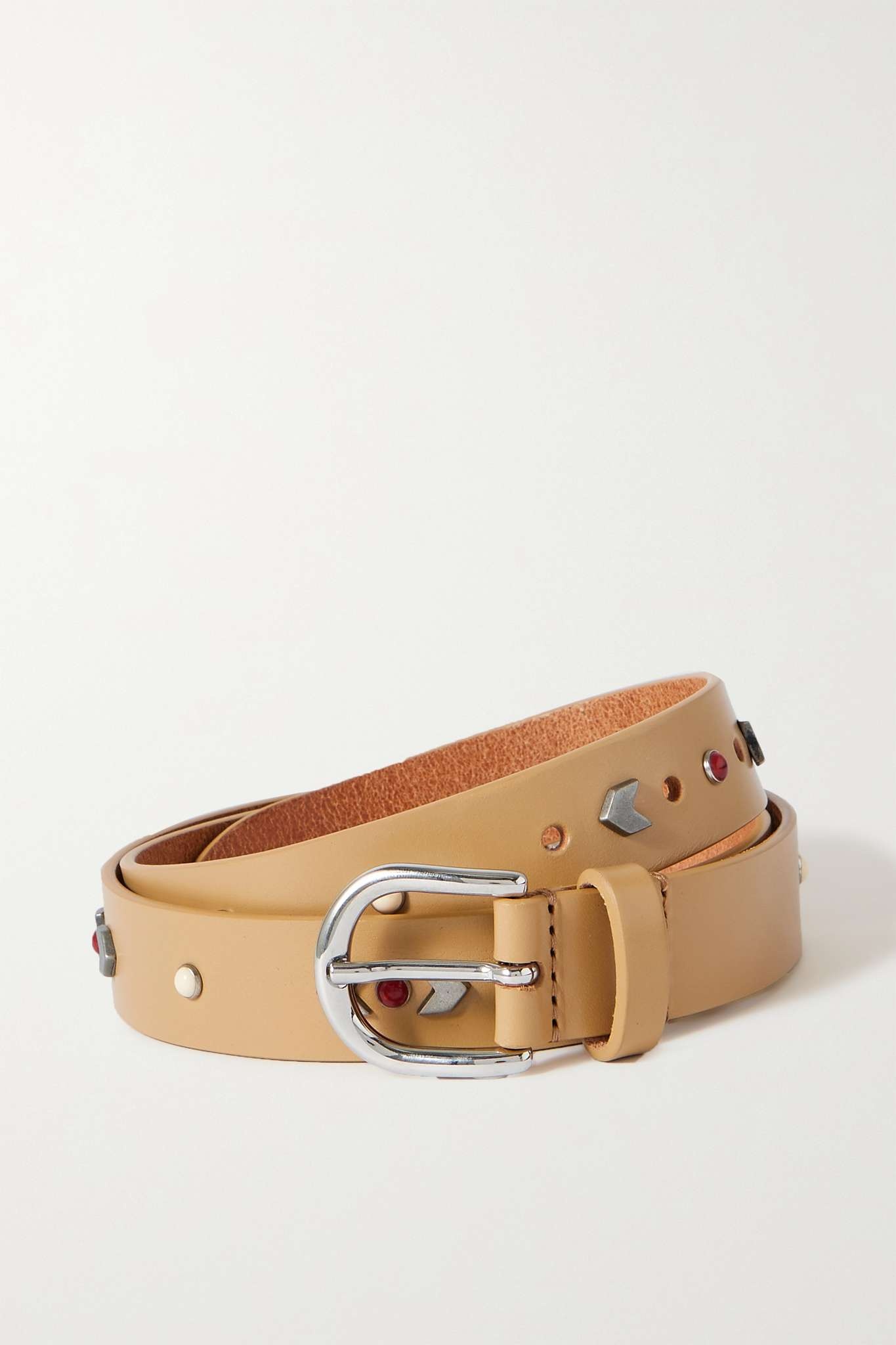 Zap embellished leather belt - 1