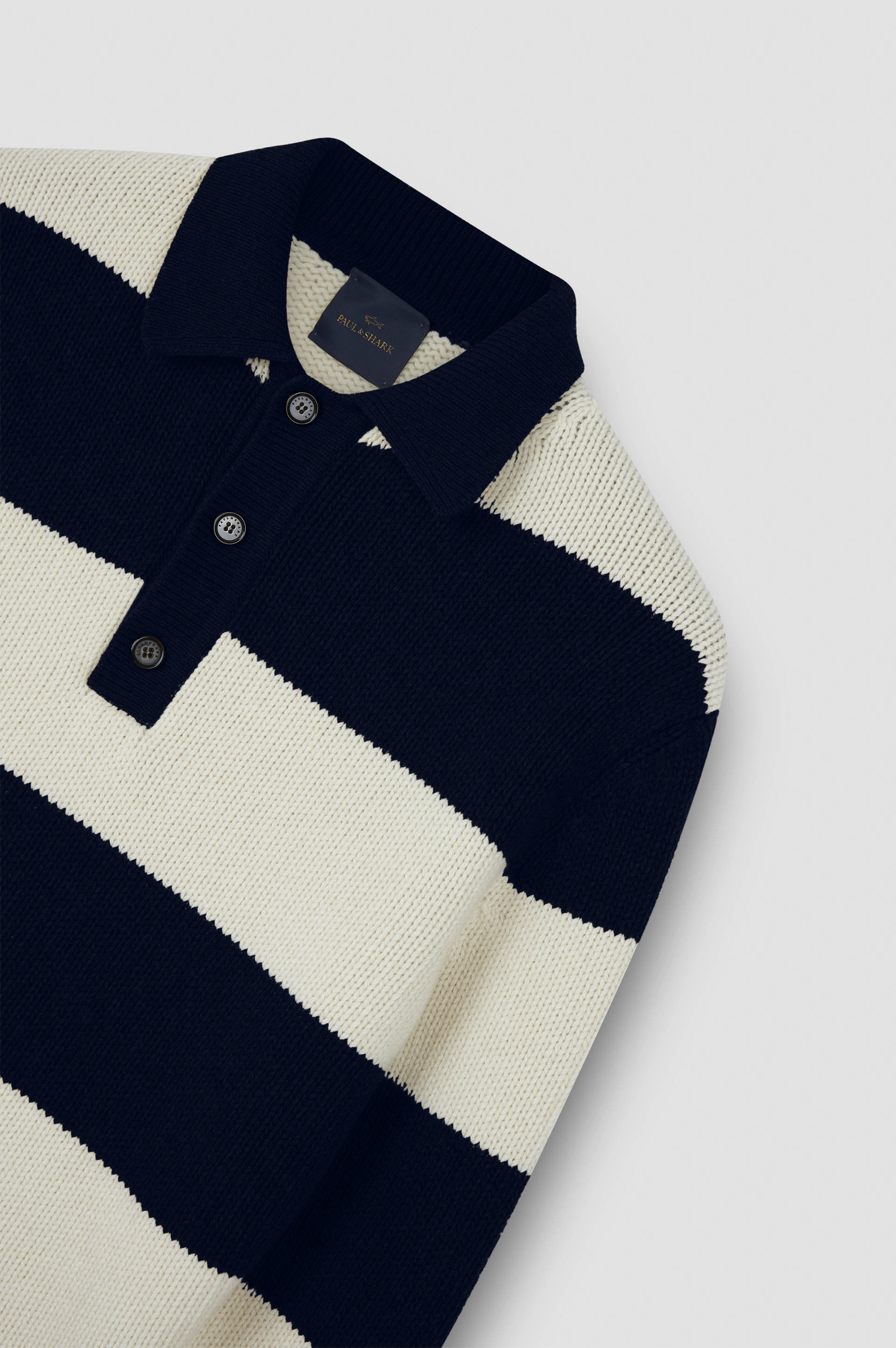 STRIPED RE-WOOL POLO SHIRT - 5