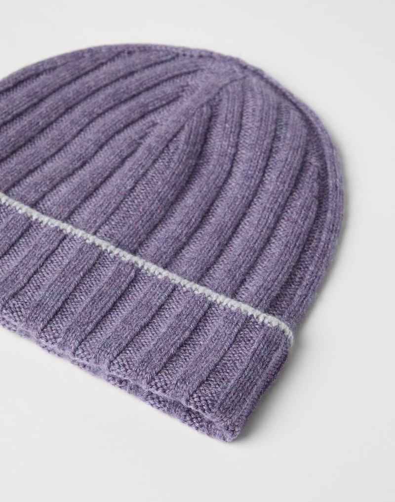 Brunello Cucinelli Cashmere rib knit beanie outlook