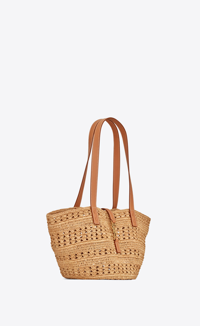 panier small bag in crochet raffia and smooth leather 4