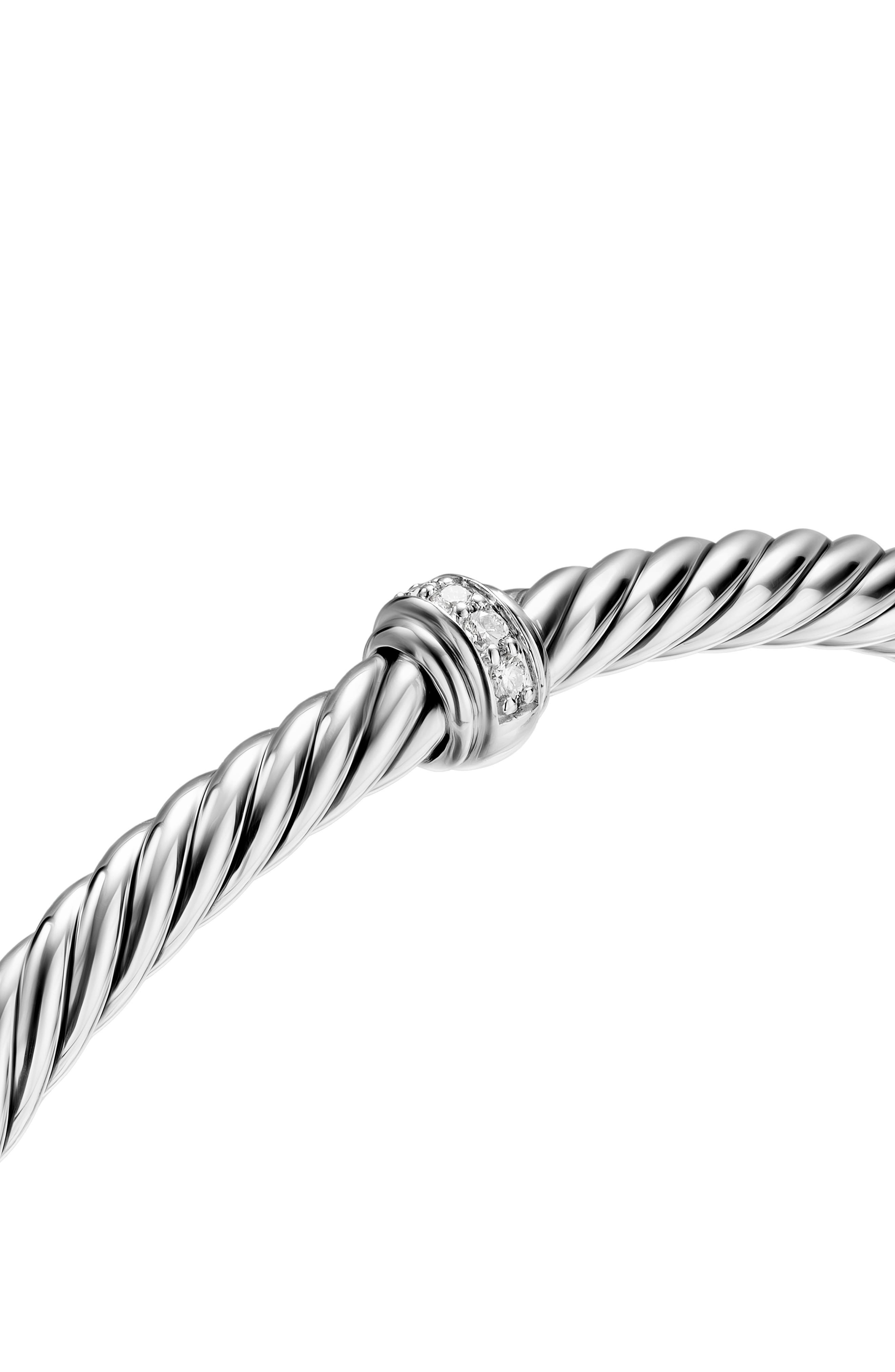 David Yurman Cable Flex Station Bracelet in Sterling Silver with Diamonds, 4mm at Nordstrom - 4