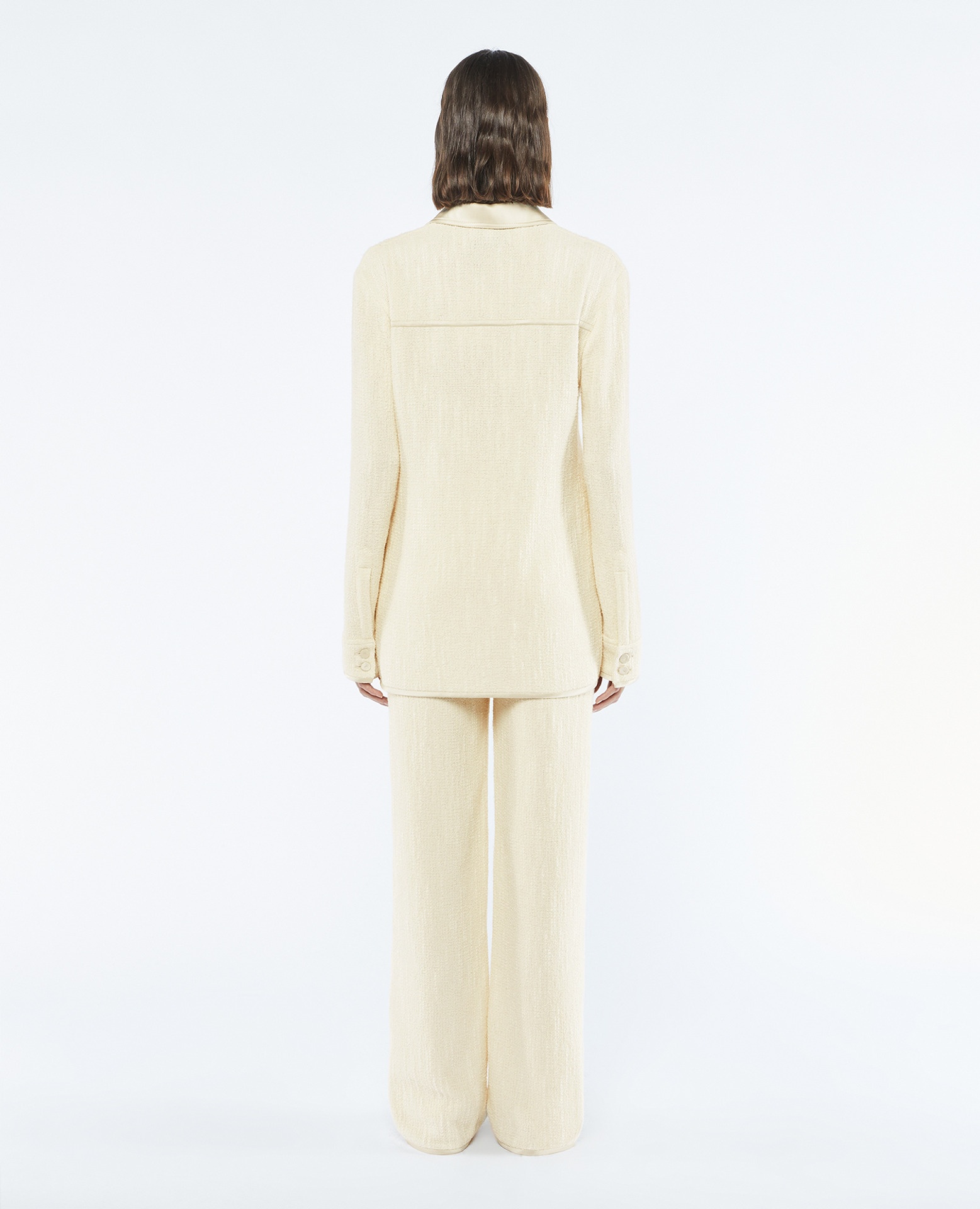 ROSAN - Textured bouclé tweed shirt - Creme - 4