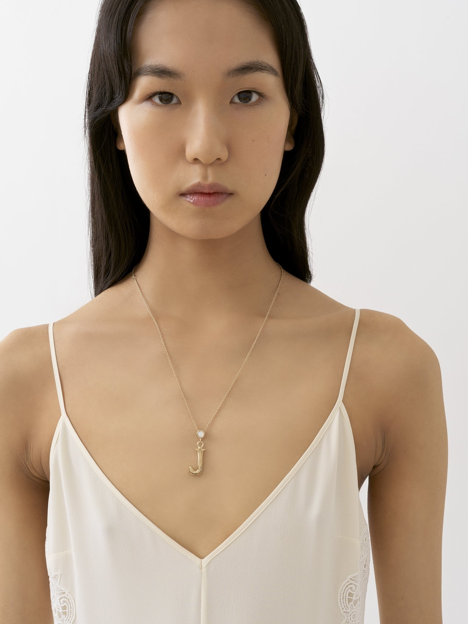 ALPHABET NECKLACE WITH PENDANT J - 3