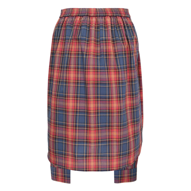 pushBUTTON Red Check Shirt-Wrapped Skirt outlook