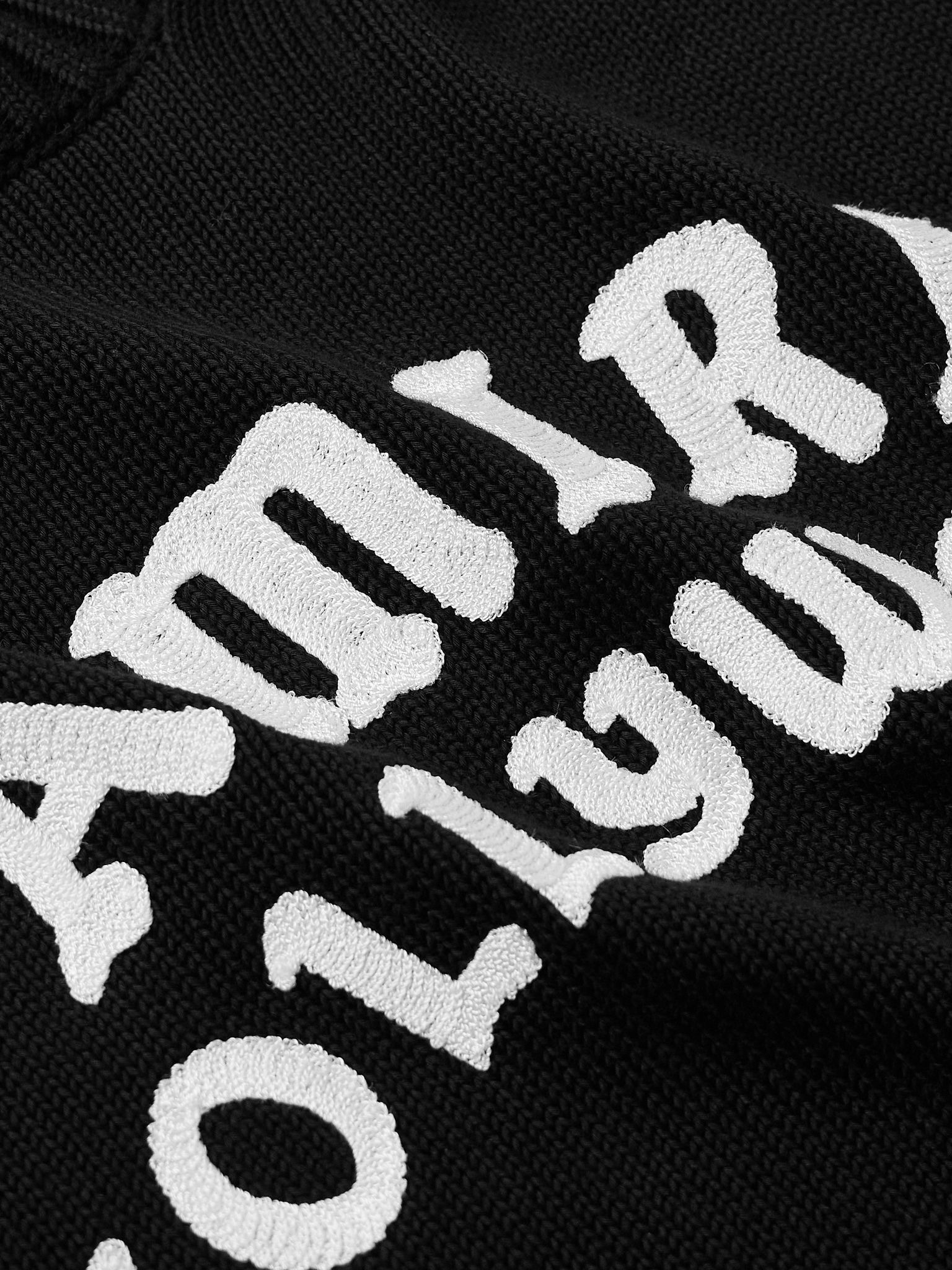 Hollywood Logo-Embroidered Cotton Sweater Black - 4