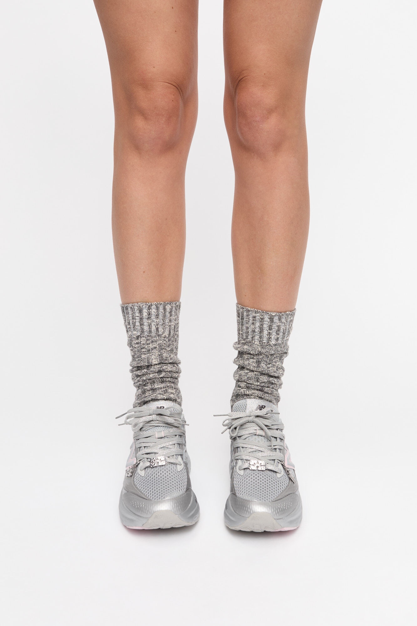 GANNI X NEW BALANCE SILVER AND PINK FFT TRAINERS - 10
