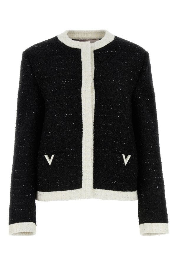 Valentino Garavani Woman Black Tweed Blazer - 1