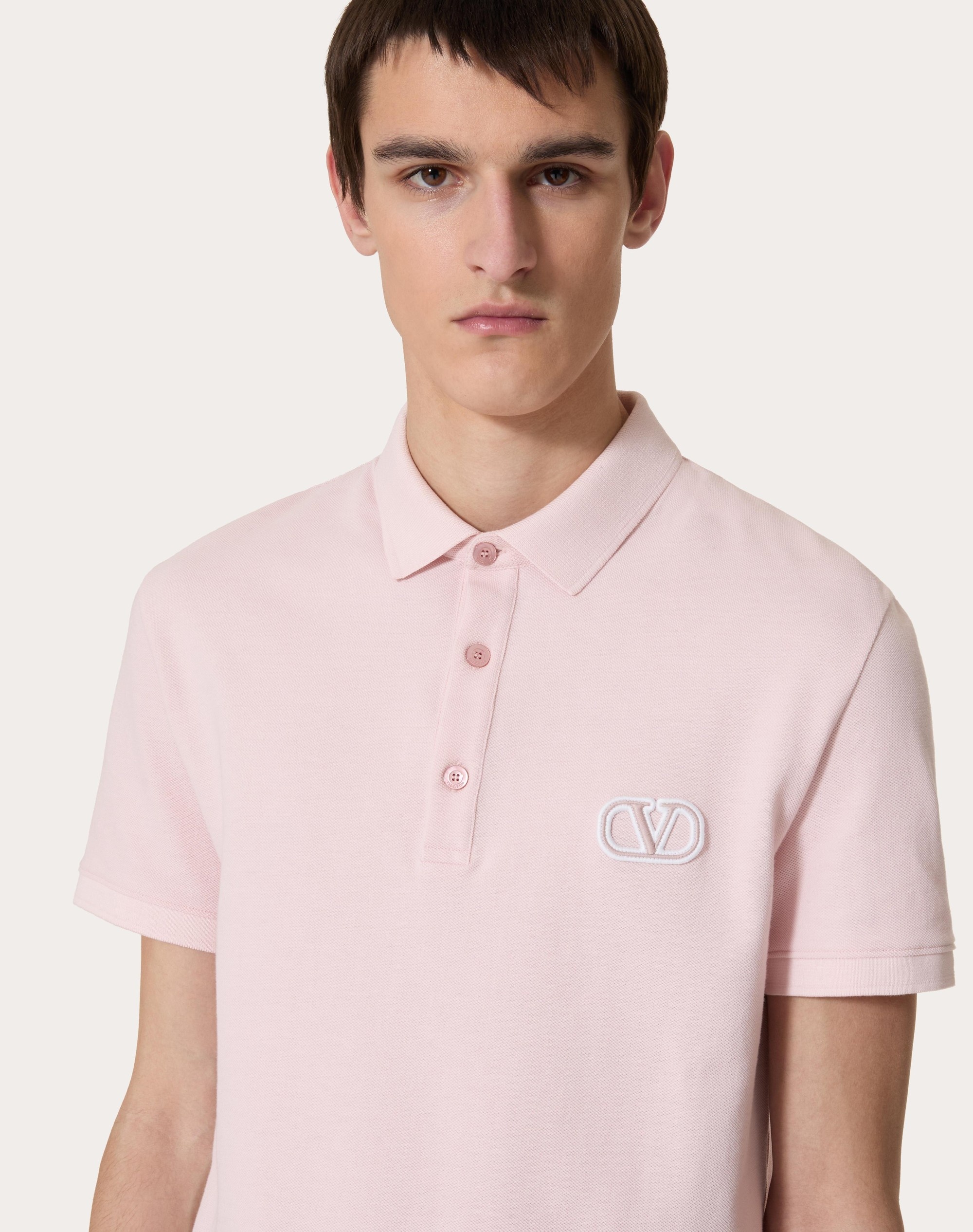 COTTON PIQUÉ POLO SHIRT WITH VLOGO SIGNATURE PATCH - 5