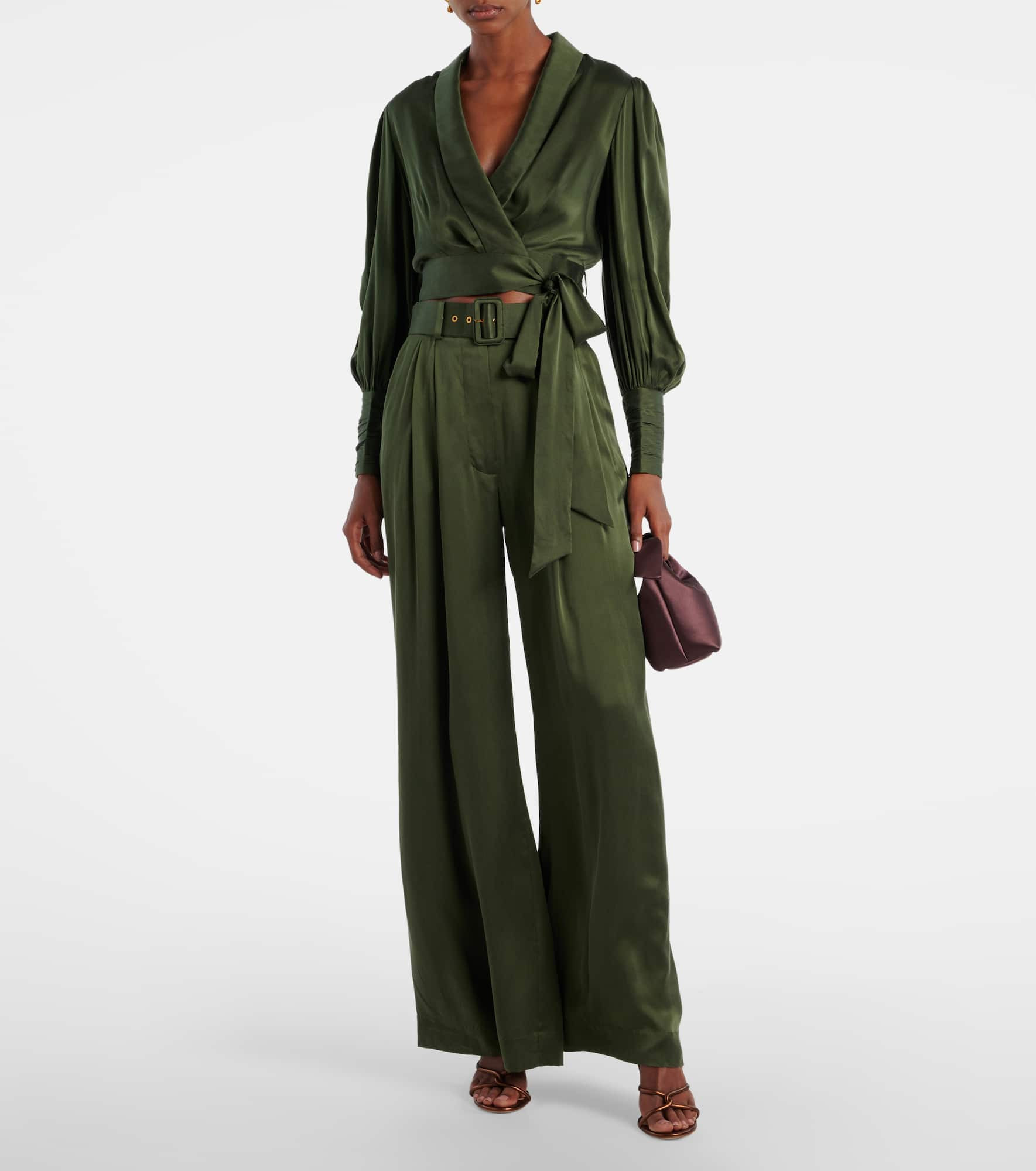 Silk satin wrap top - 2