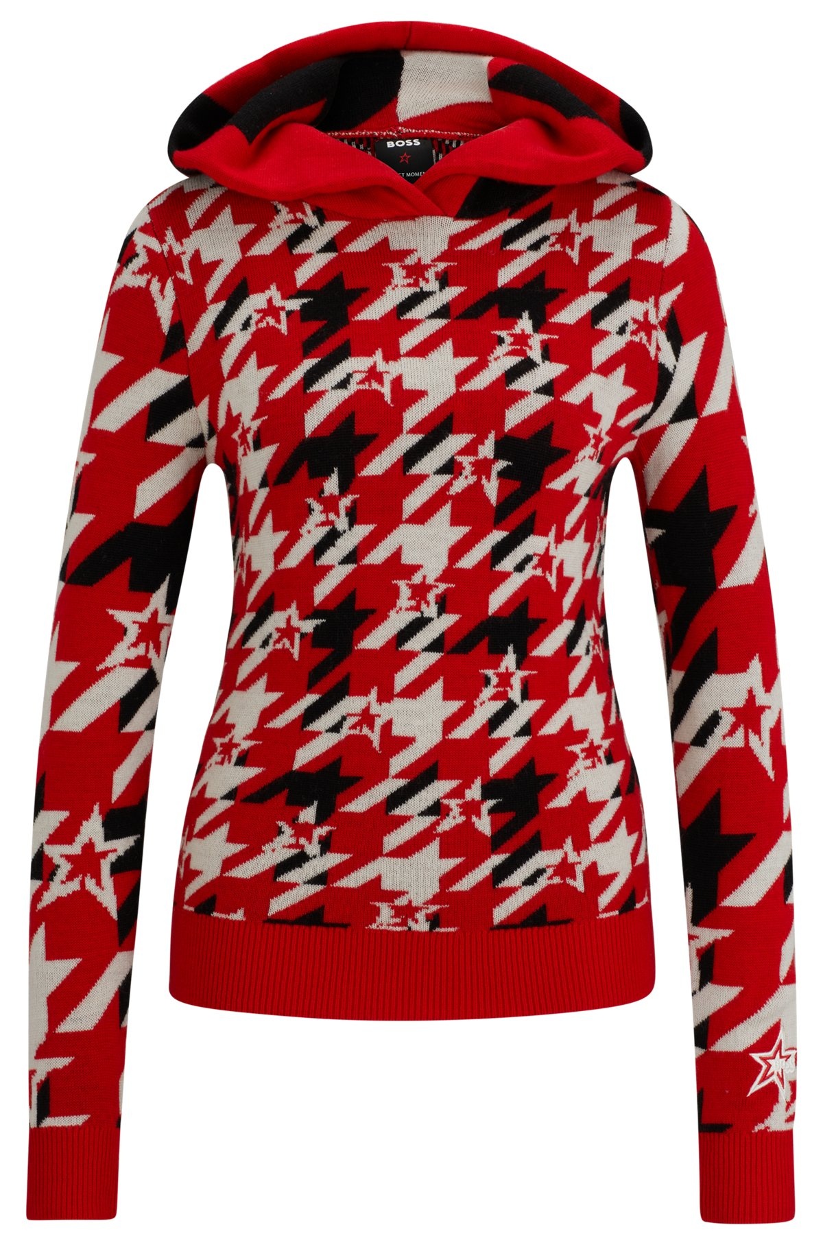 BOSS X PERFECT MOMENT HOUNDSTOOTH HOODIE IN VIRGIN WOOL - 1