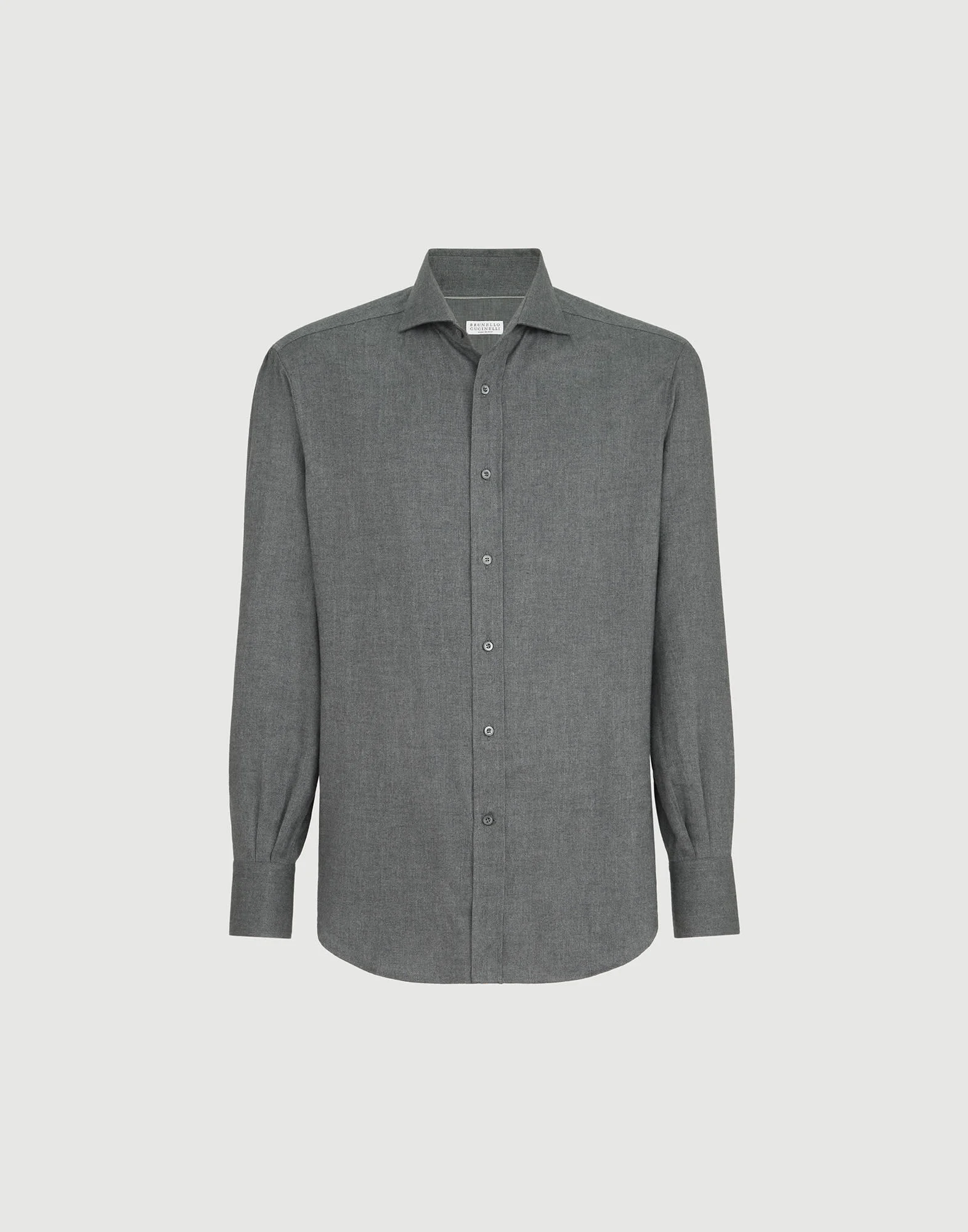 Stretch cotton chevron flannel shirt with spread collar - 1