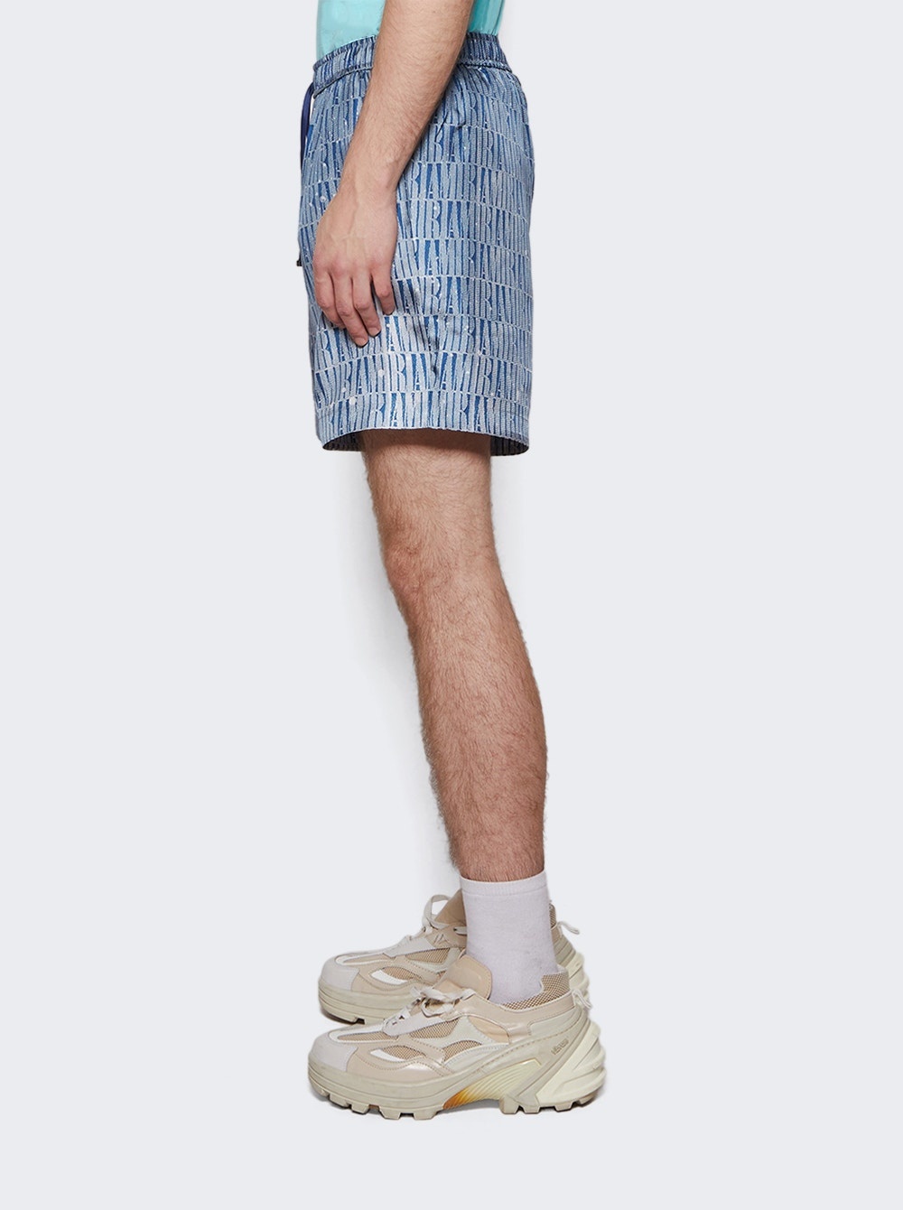 Gradient Drawstring Silk Shorts Blue - 4