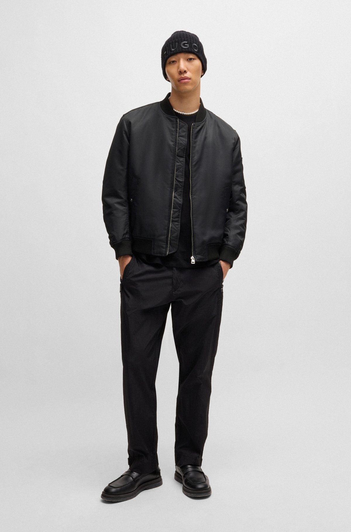 WATER-REPELLENT BOMBER JACKET WITH BRANDED SLEEVE POCKET - 3