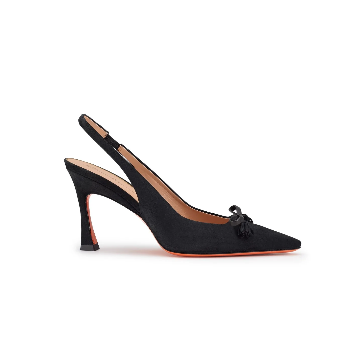 Women's black suede high-heel slingback - 1