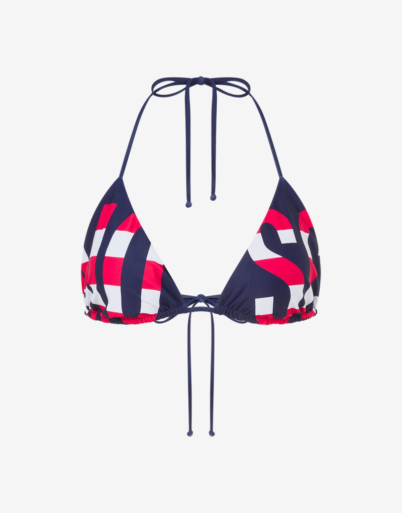 STRIPED LETTERING LOGO TRIANGLE BIKINI TOP 1