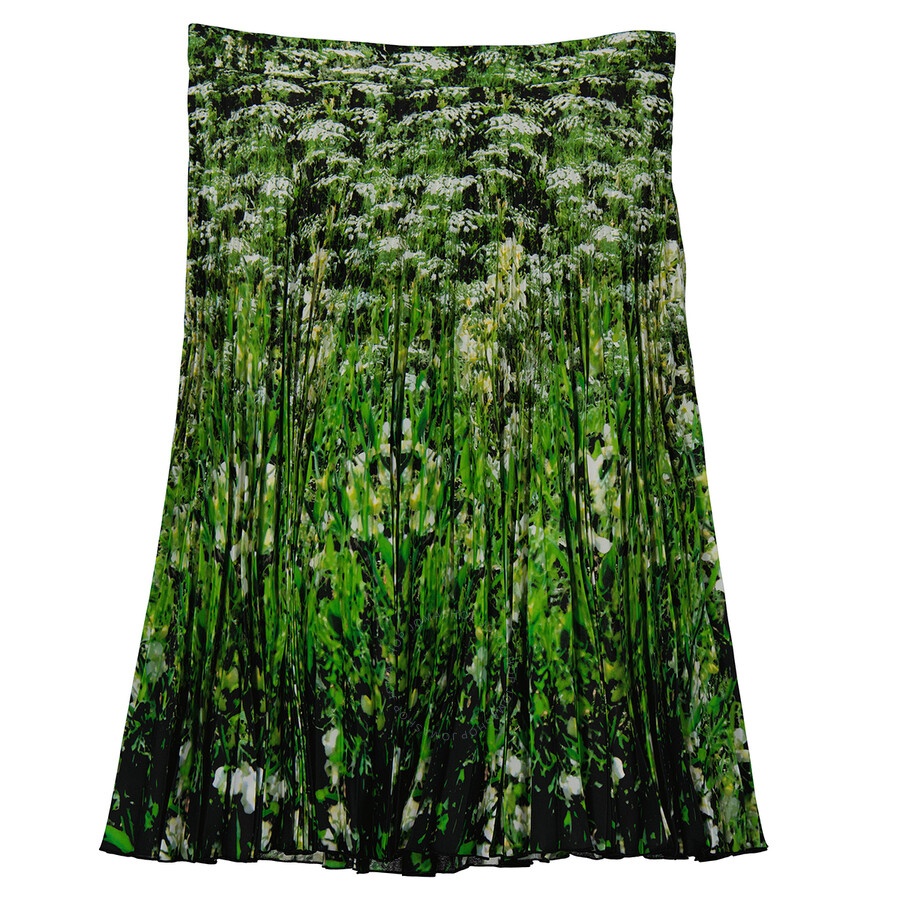 Burberry Ladies Rersby Crepe De Sins Meadow Print Pleated Skirt - 2