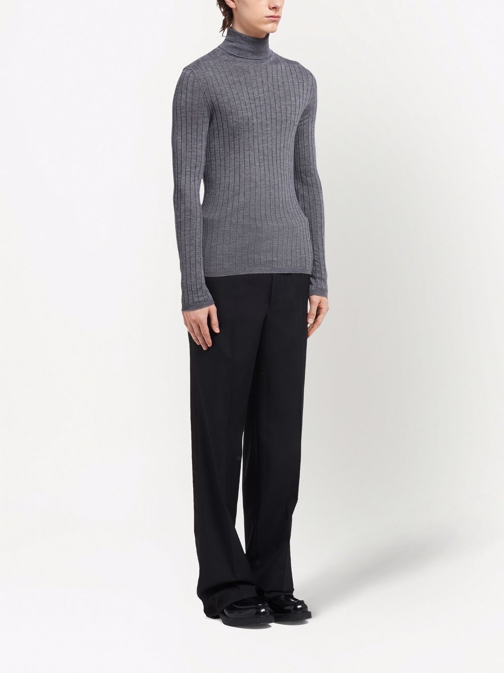 ribbed roll neck jumper - 3