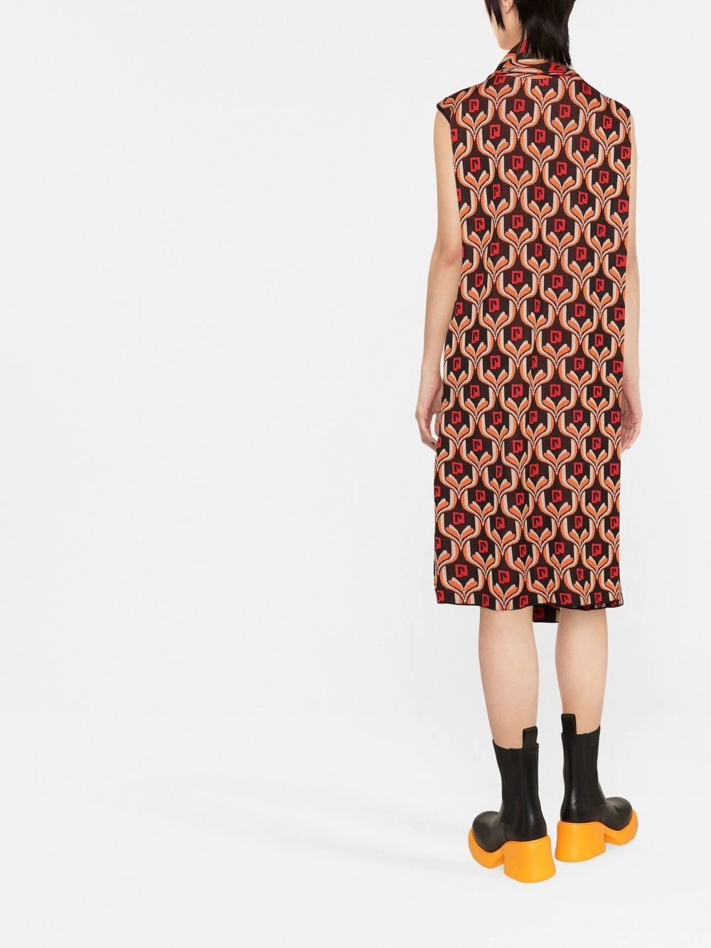 patterned sleeveless midi dress - 4