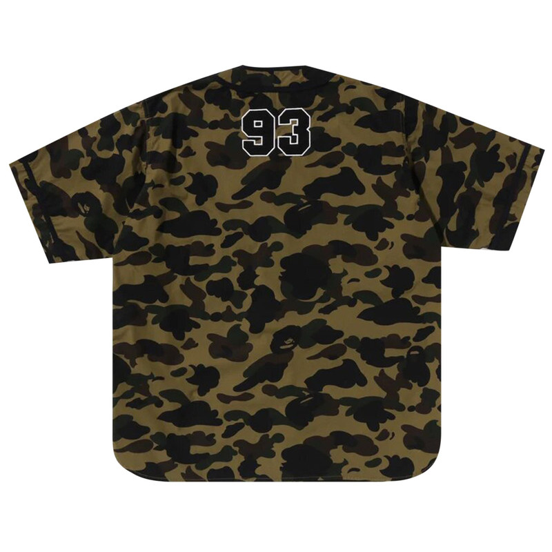 A BATHING APE® BAPE 1st Camo Baseball Shirt 'Green' outlook