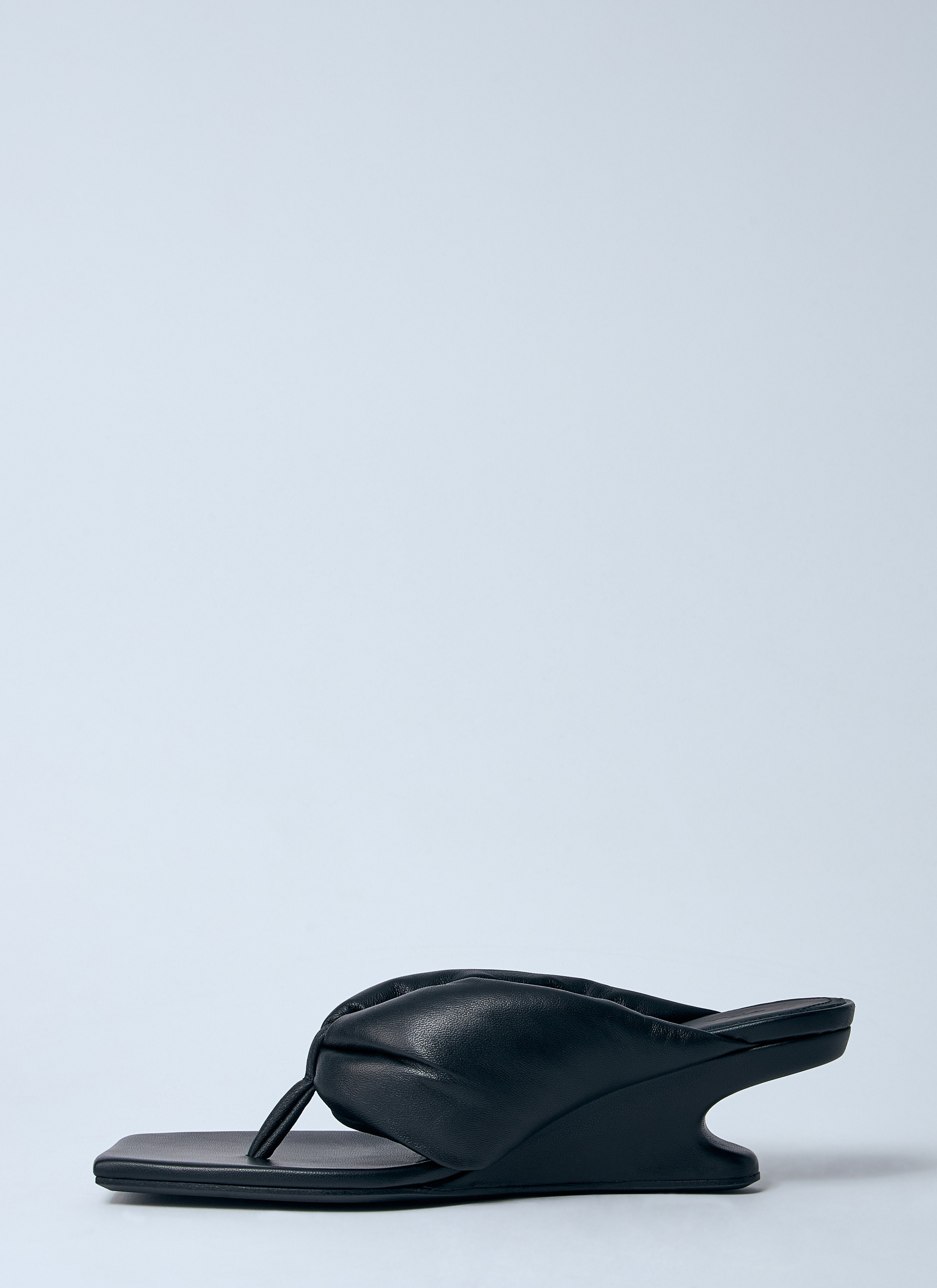 Rick Owens Women Leather Thong Wedge Sandals - 4