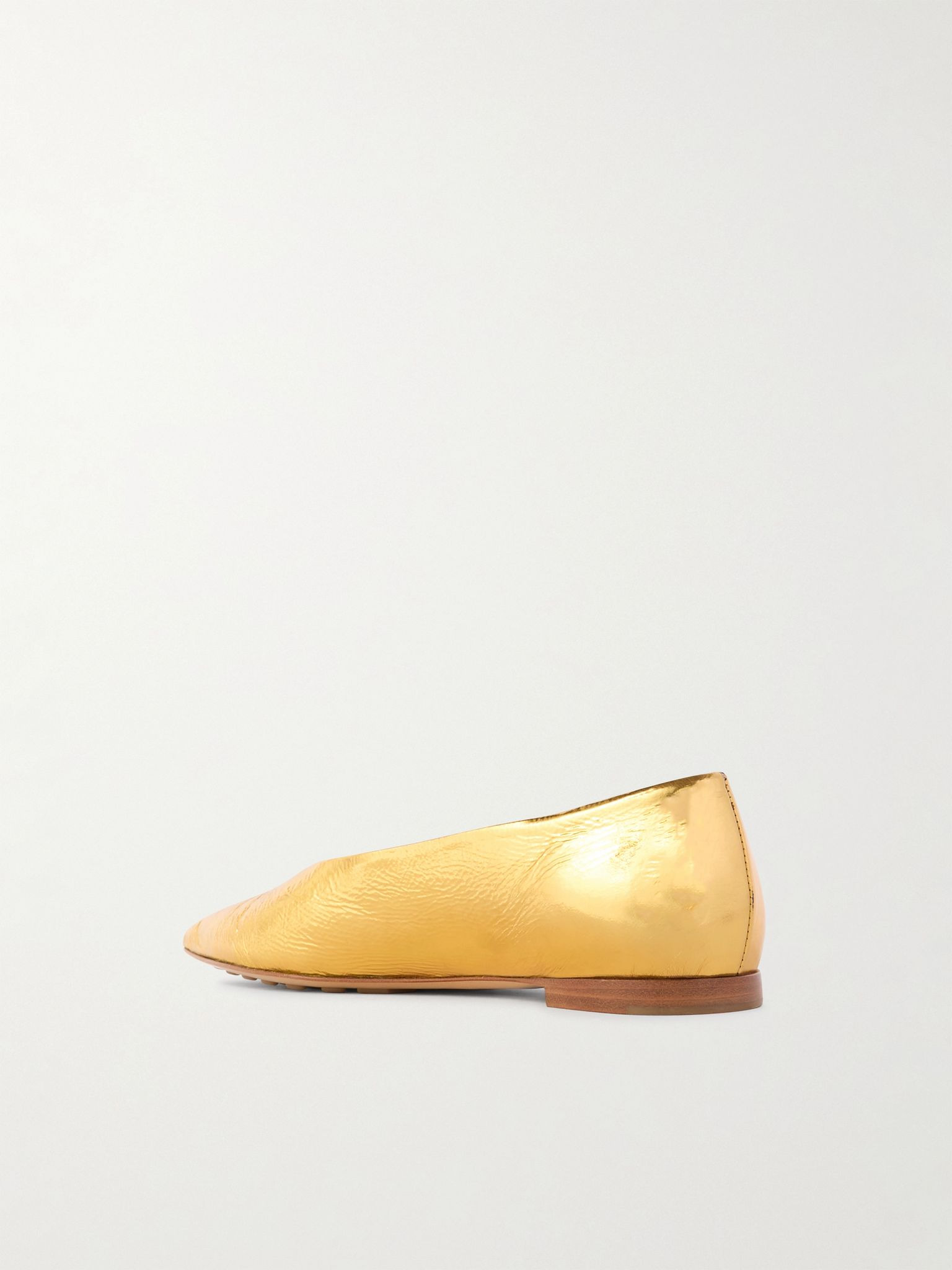 Sofia metallic textured-leather point-toe ballet flats Gold - 3