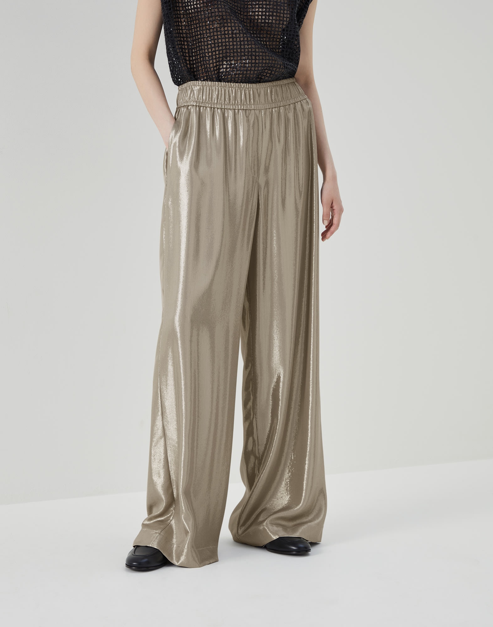 Sparkling gabardine pyjama-style trousers - 1