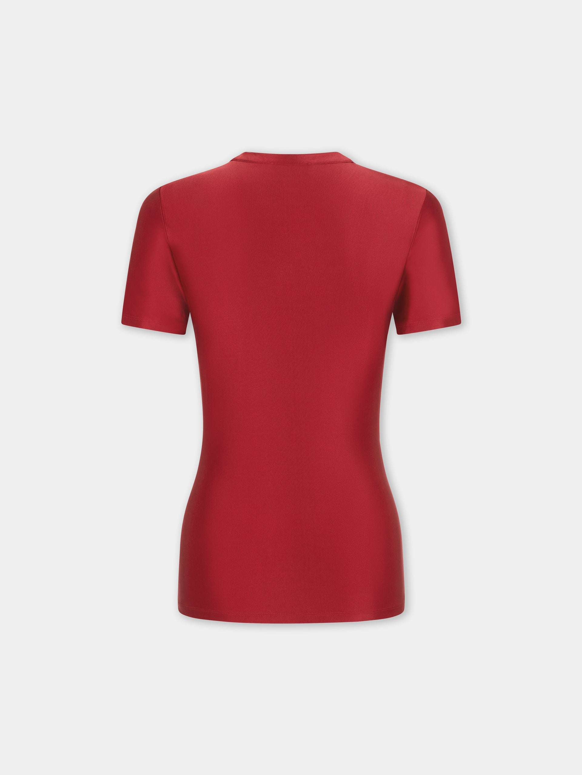 RED SHORT-SLEEVE DRAPED TOP IN JERSEY - 6